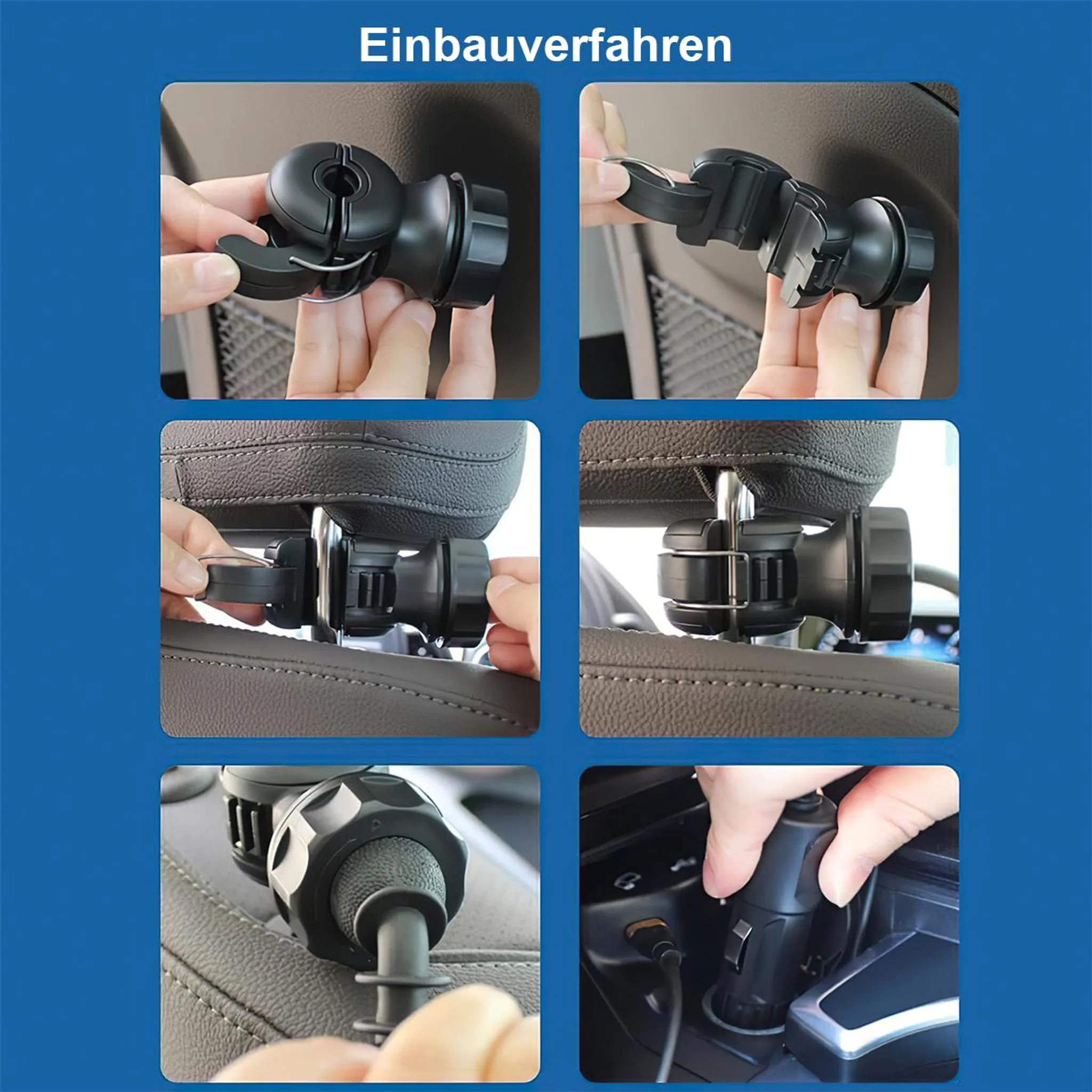 Schritt-für-Schritt-Anleitung zur Montage eines schwarzen Autozubehörs.