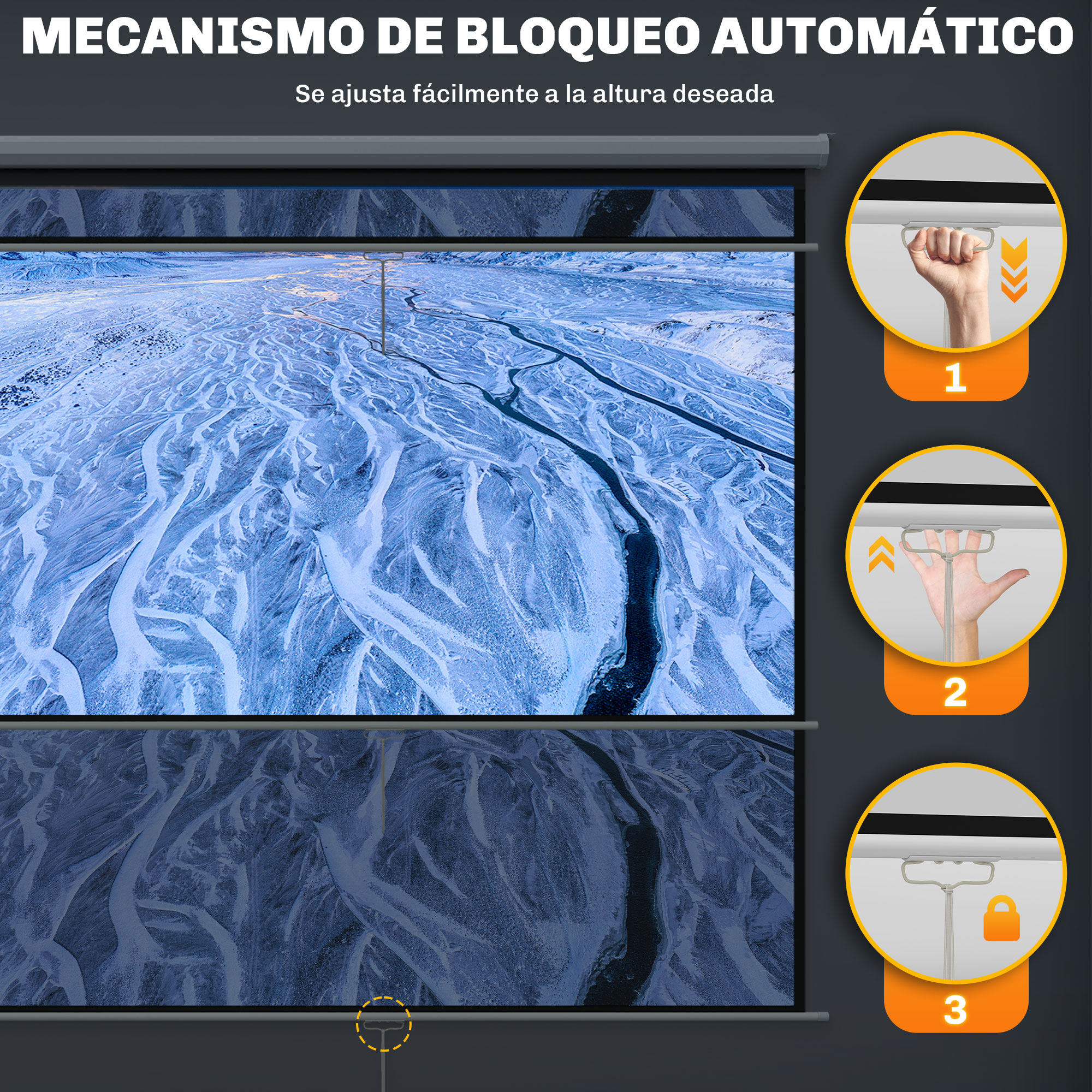 Instrucciones para un mecanismo de bloqueo automático en tres pasos.