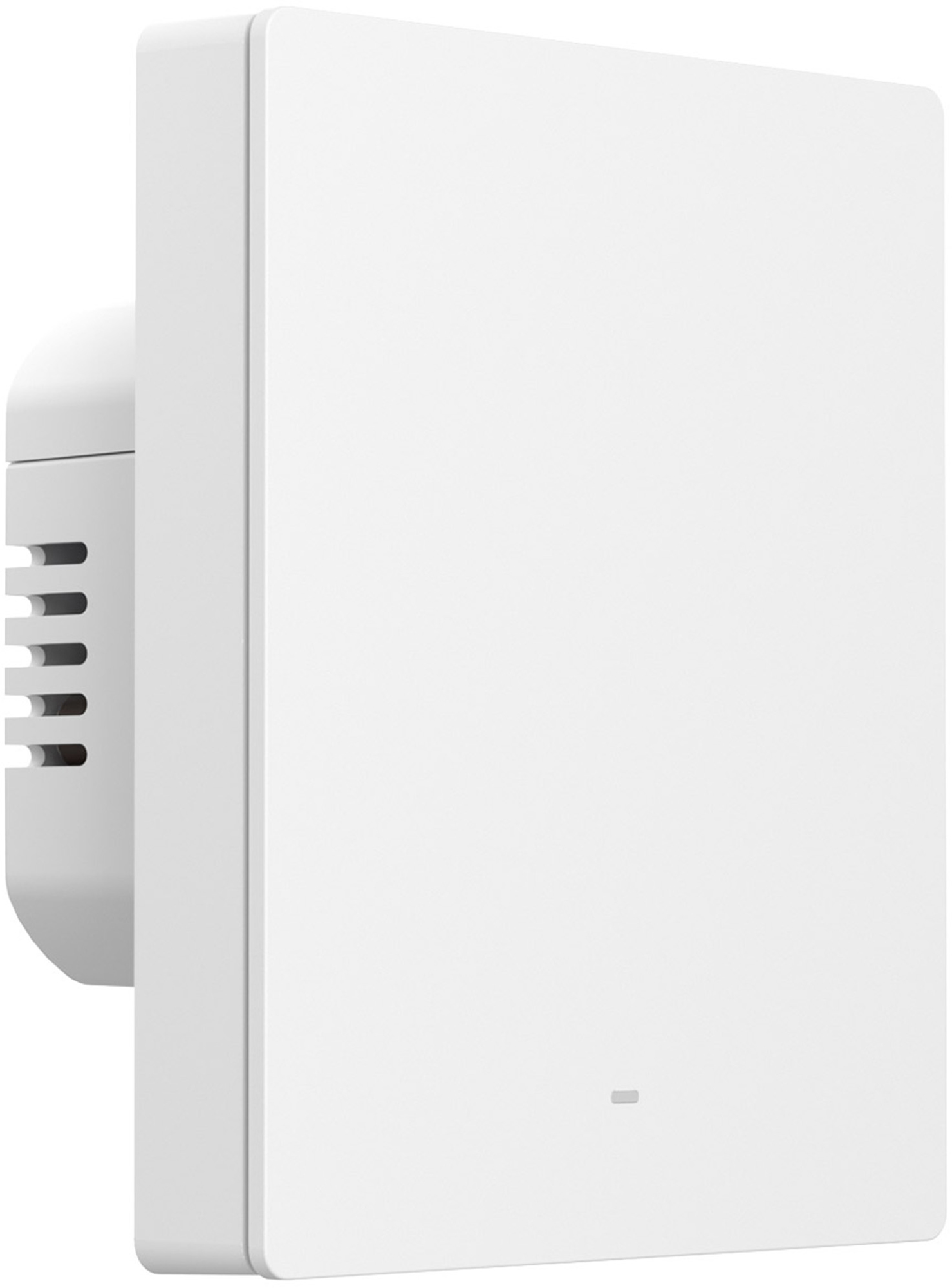 Biały, prostokątny uchwyt ścienny z otworami wentylacyjnymi i małym szarym prostokątem.