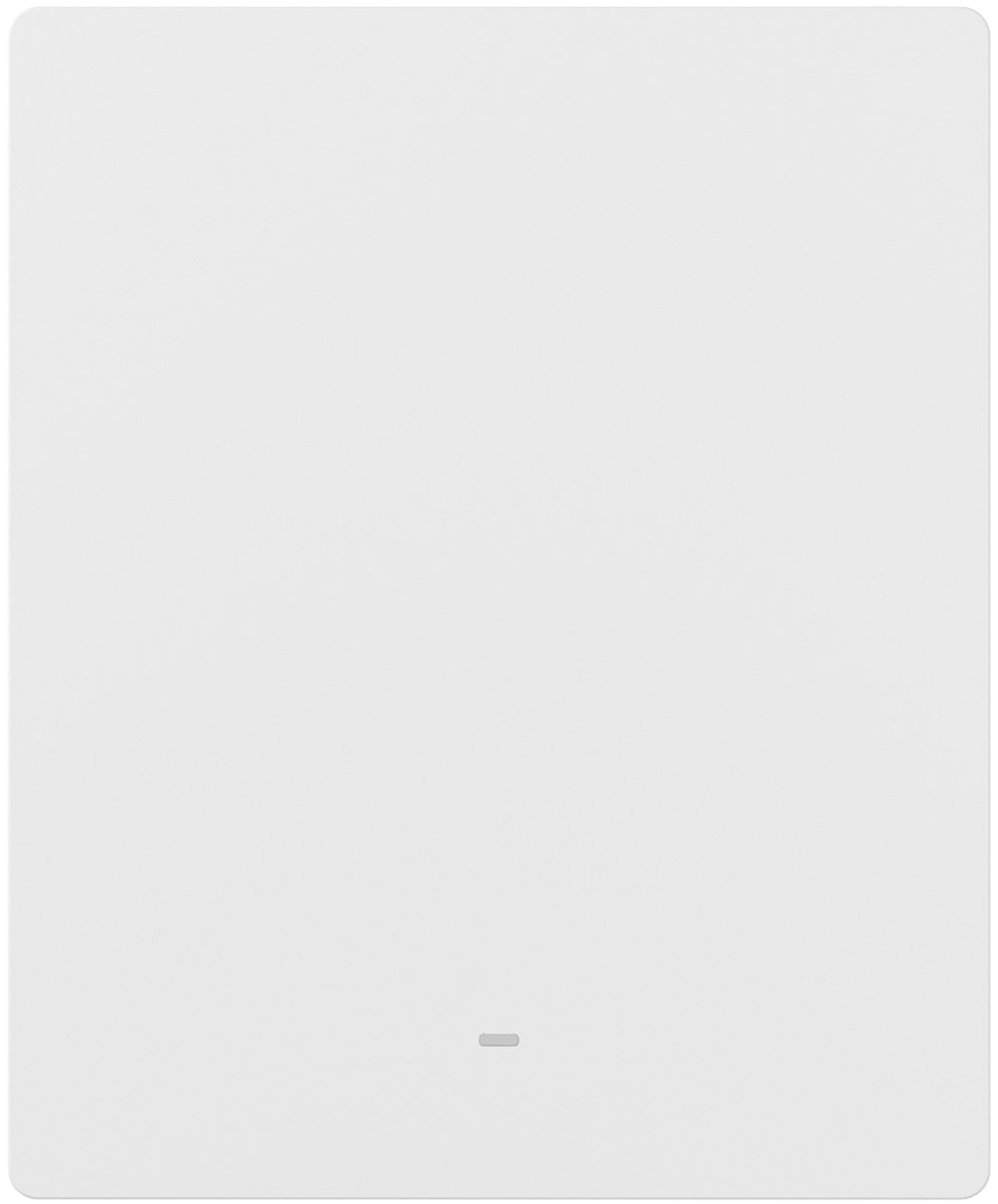 Biała, prostokątna płyta z zaokrąglonymi rogami i małą szarą kreską pośrodku.