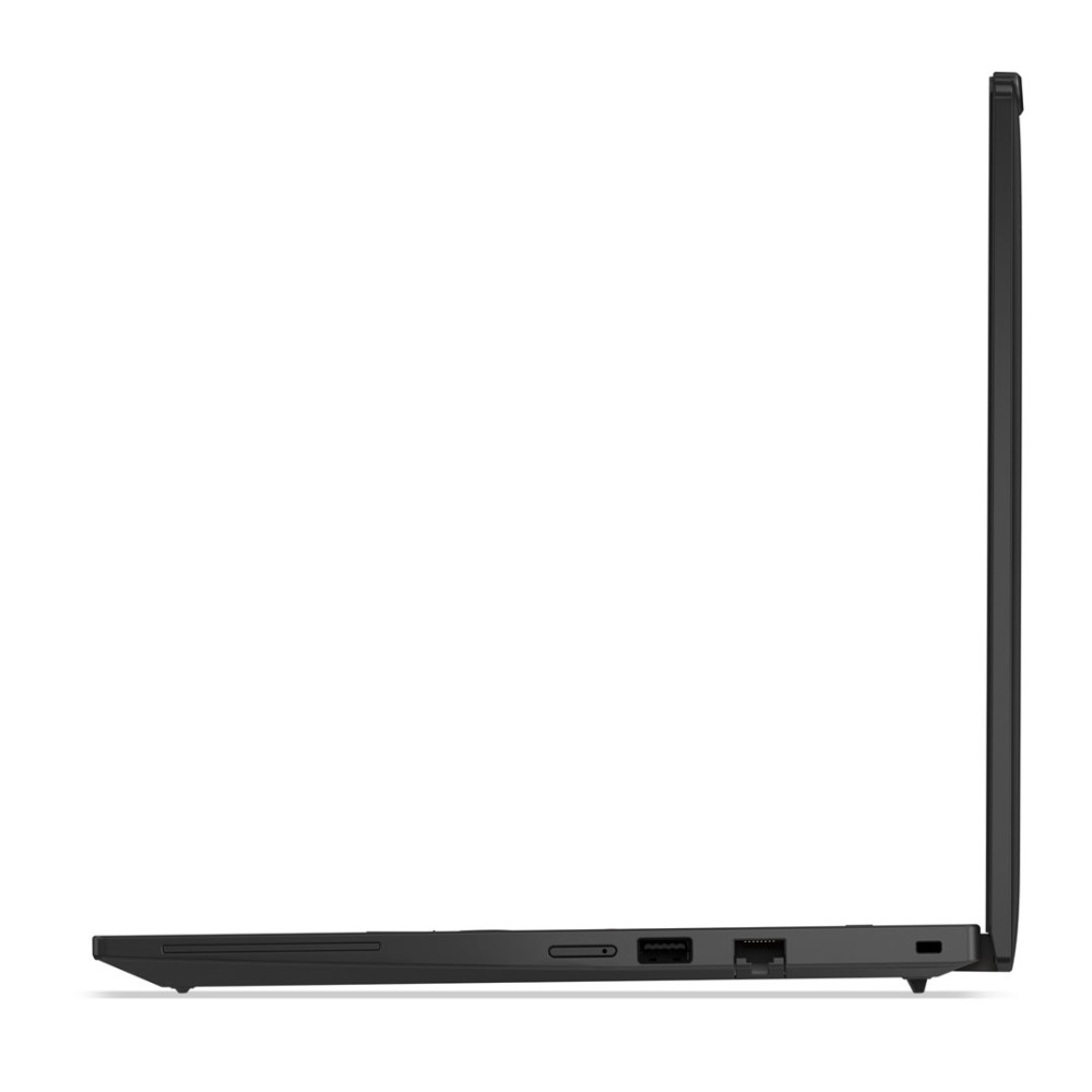 Widok z boku czarnego laptopa z portami po stronie.