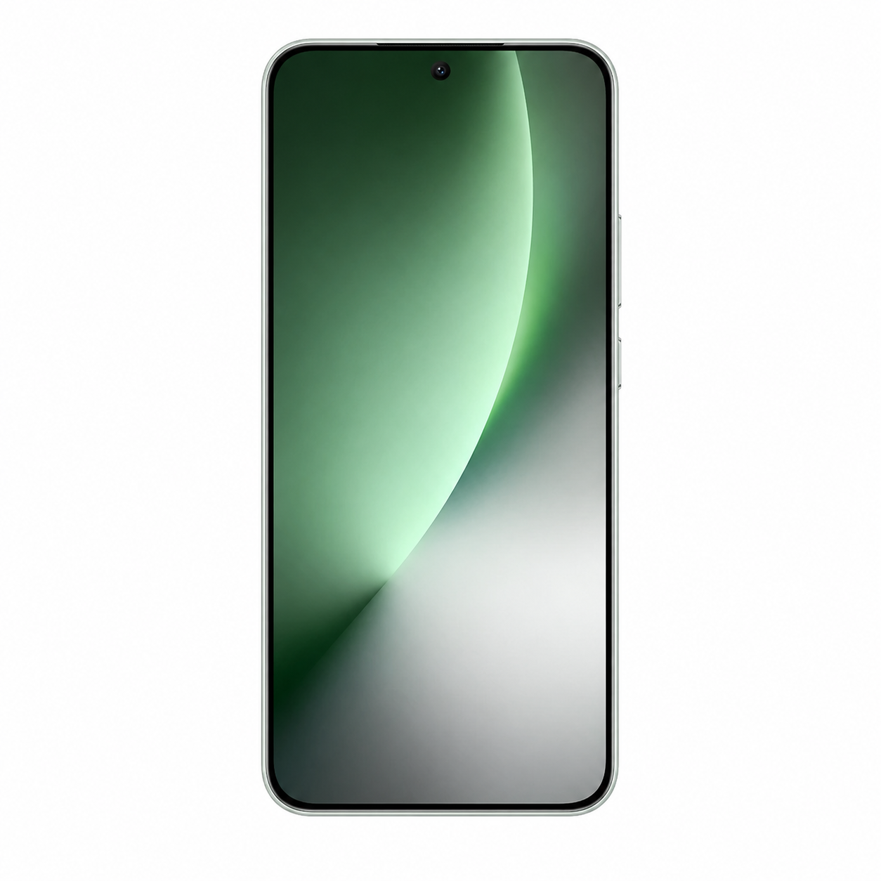 Uno smartphone moderno con uno sfondo verde e grigio sul suo schermo.