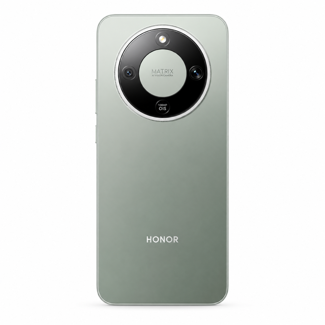 Retro di uno smartphone Honor verde chiaro con modulo fotocamera circolare.