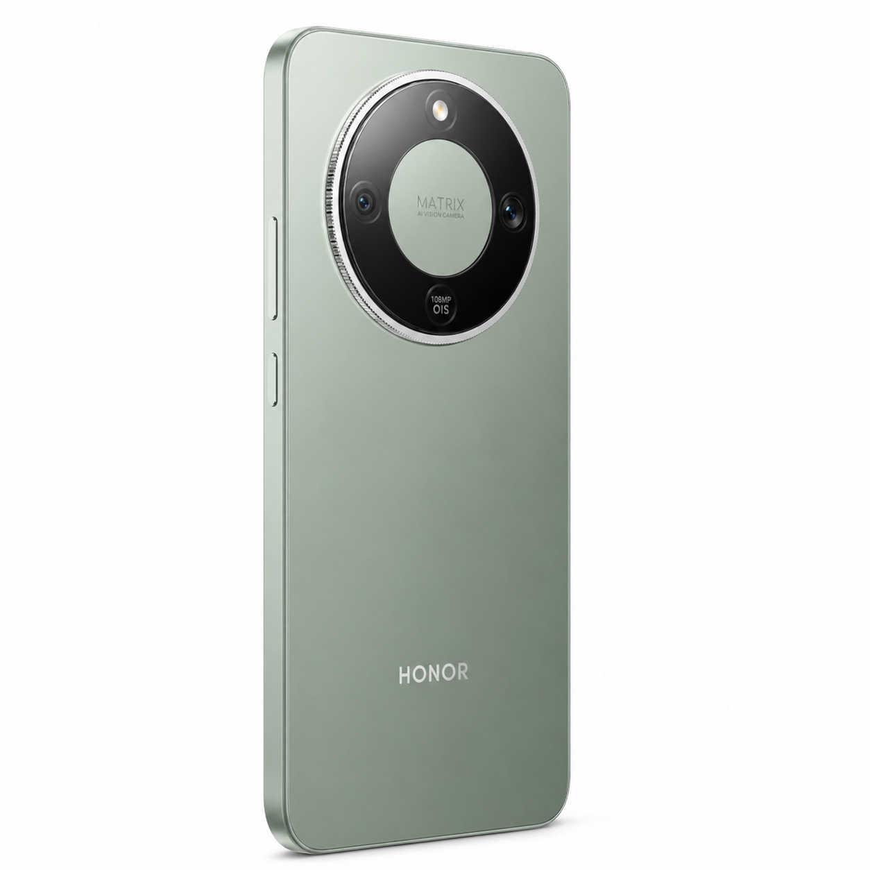 Retro di uno smartphone Honor verde con modulo fotocamera rotondo.