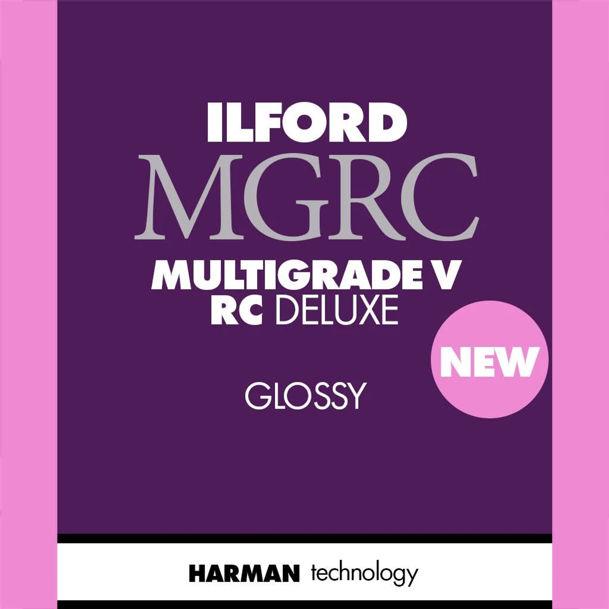 Ilford MGRC Multigrade V RC Deluxe Glossy con pegatina "New" y tecnología Harman.