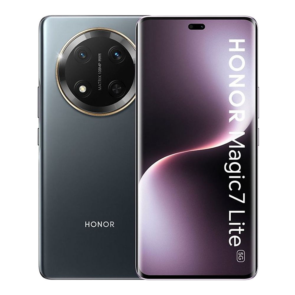 Smartfon Honor Magic 7 Lite z aparatem macierzowym i logo 5G.