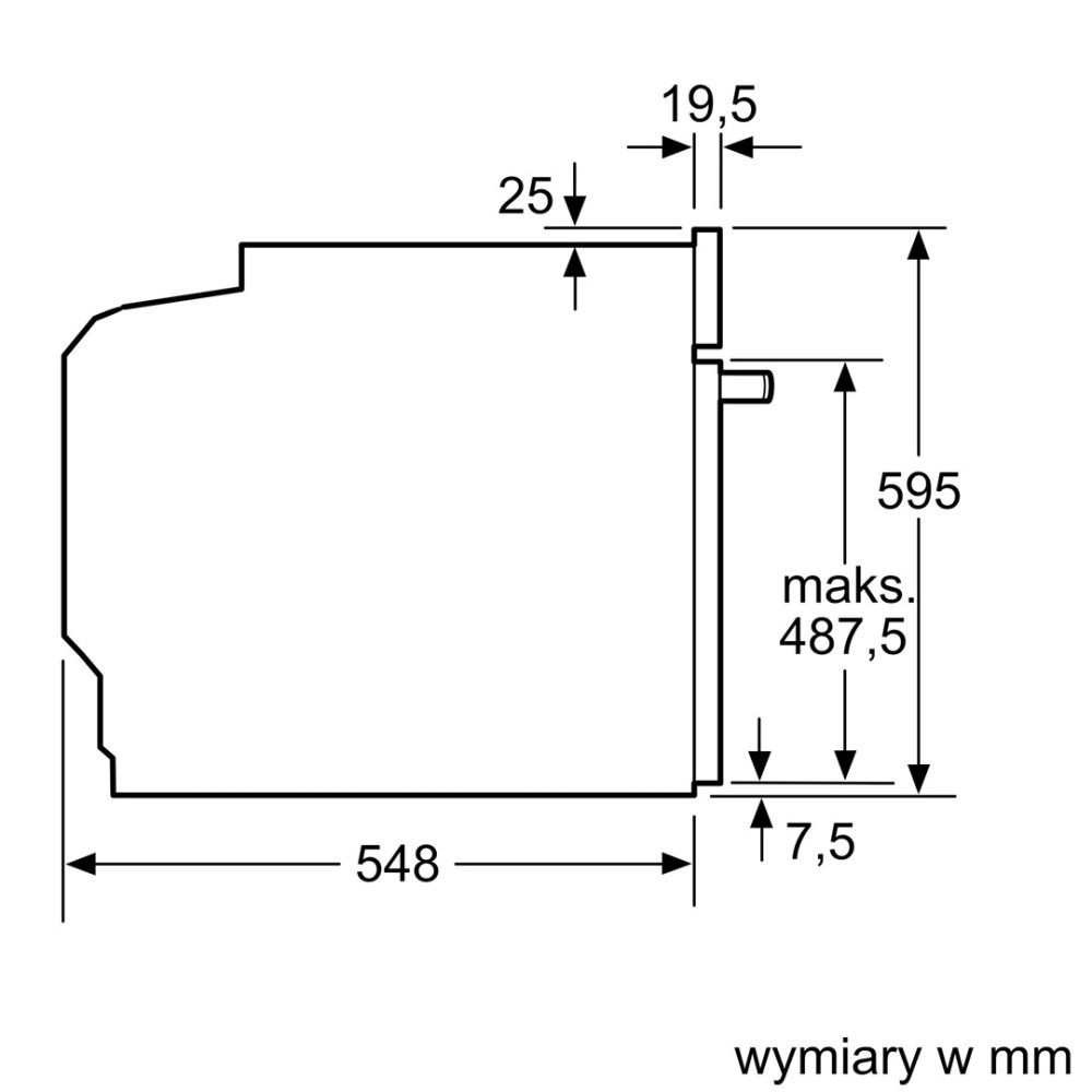 Rysunek techniczny z wymiarami: szerokość 548mm, wysokość 595mm.