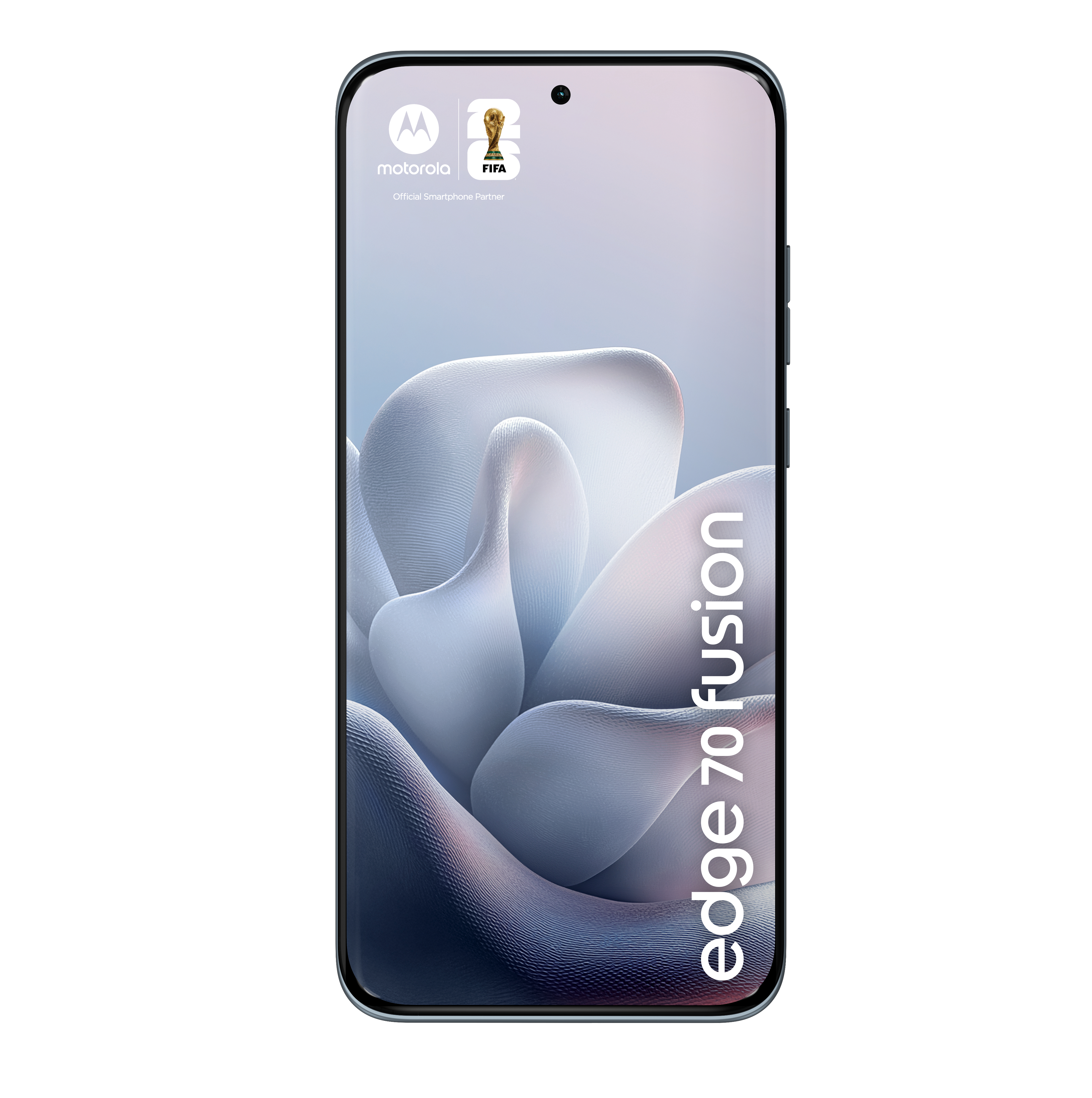 Ein Motorola Smartphone mit dem FIFA-Logo und 'edge 70 fusion' Schriftzug.