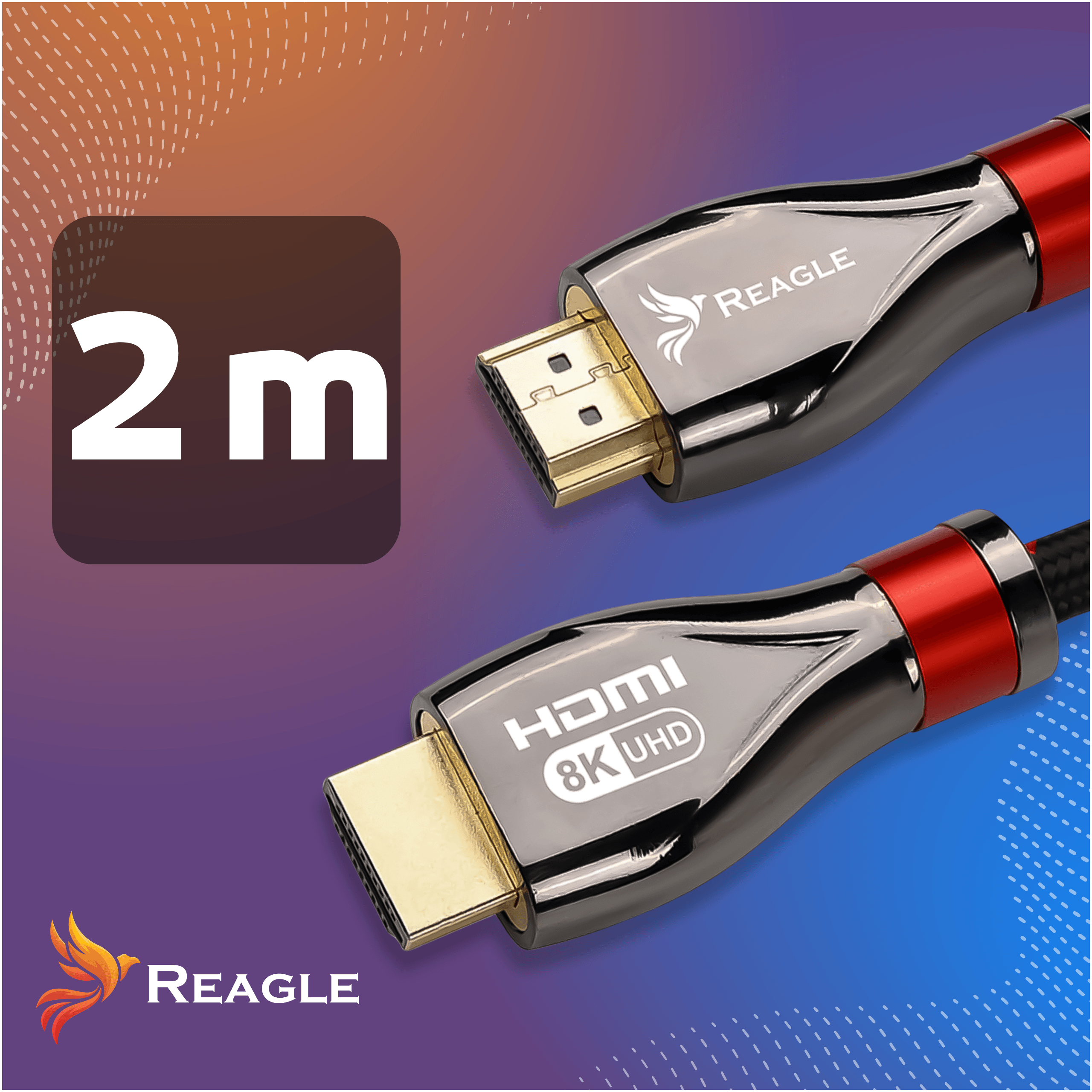 Kabel HDMI 2m z obsługą 8K UHD i pozłacanymi złączami.