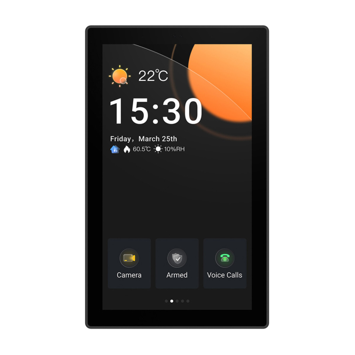 Tablet wyświetla 22°C, 15:30, piątek, 25 marca i 60,5°C.
