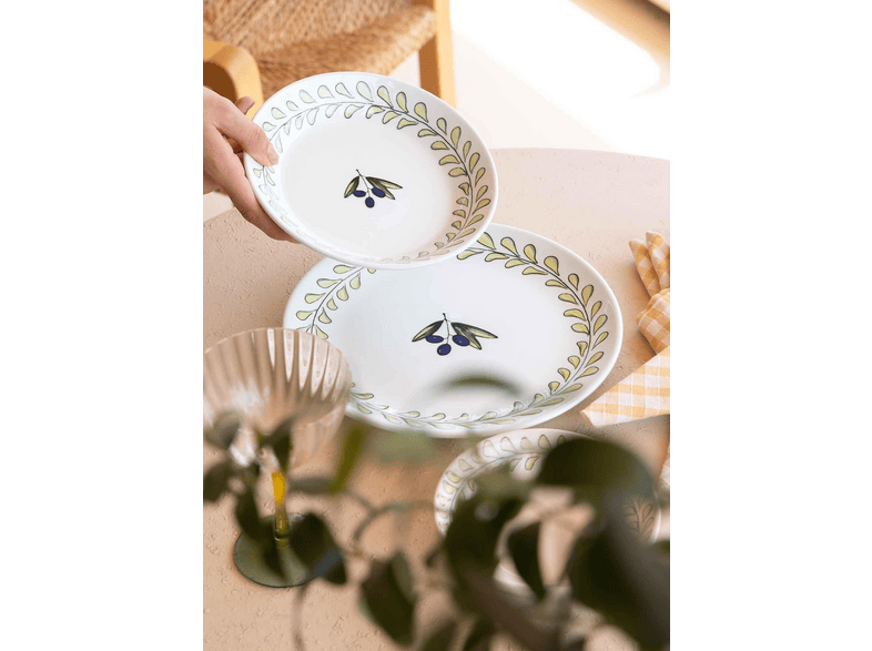 THE MIA OVS0012 Olivos 6'lı Set 20 cm Yemek Tabağı