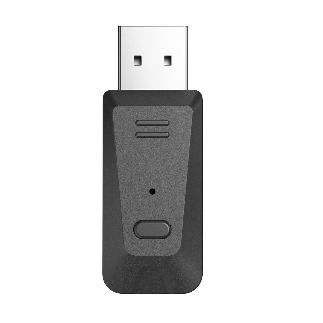 Czarny adapter USB z dwiema poziomymi liniami i kółkiem.