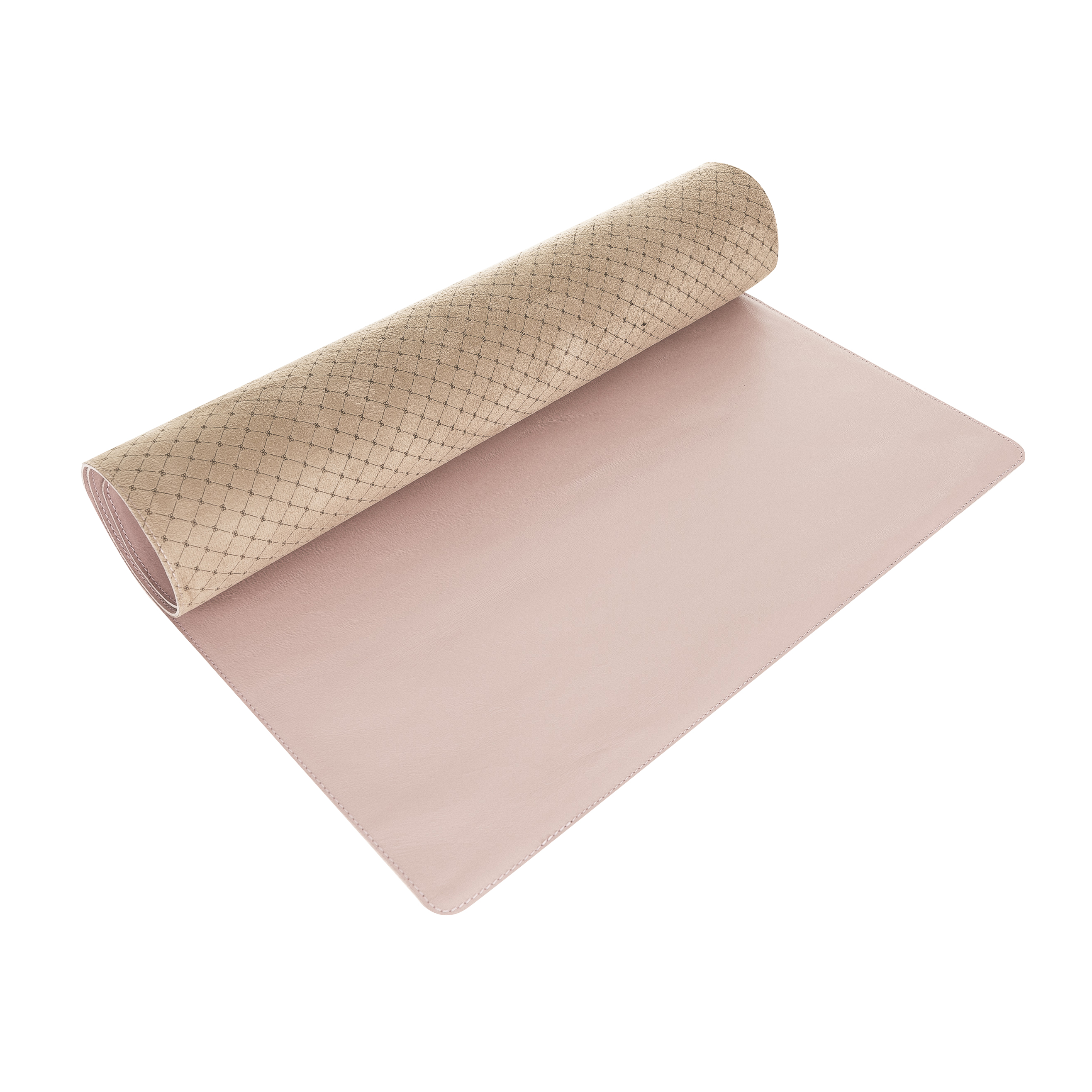Hafif desenli, rulo yapılmış pembe mat.