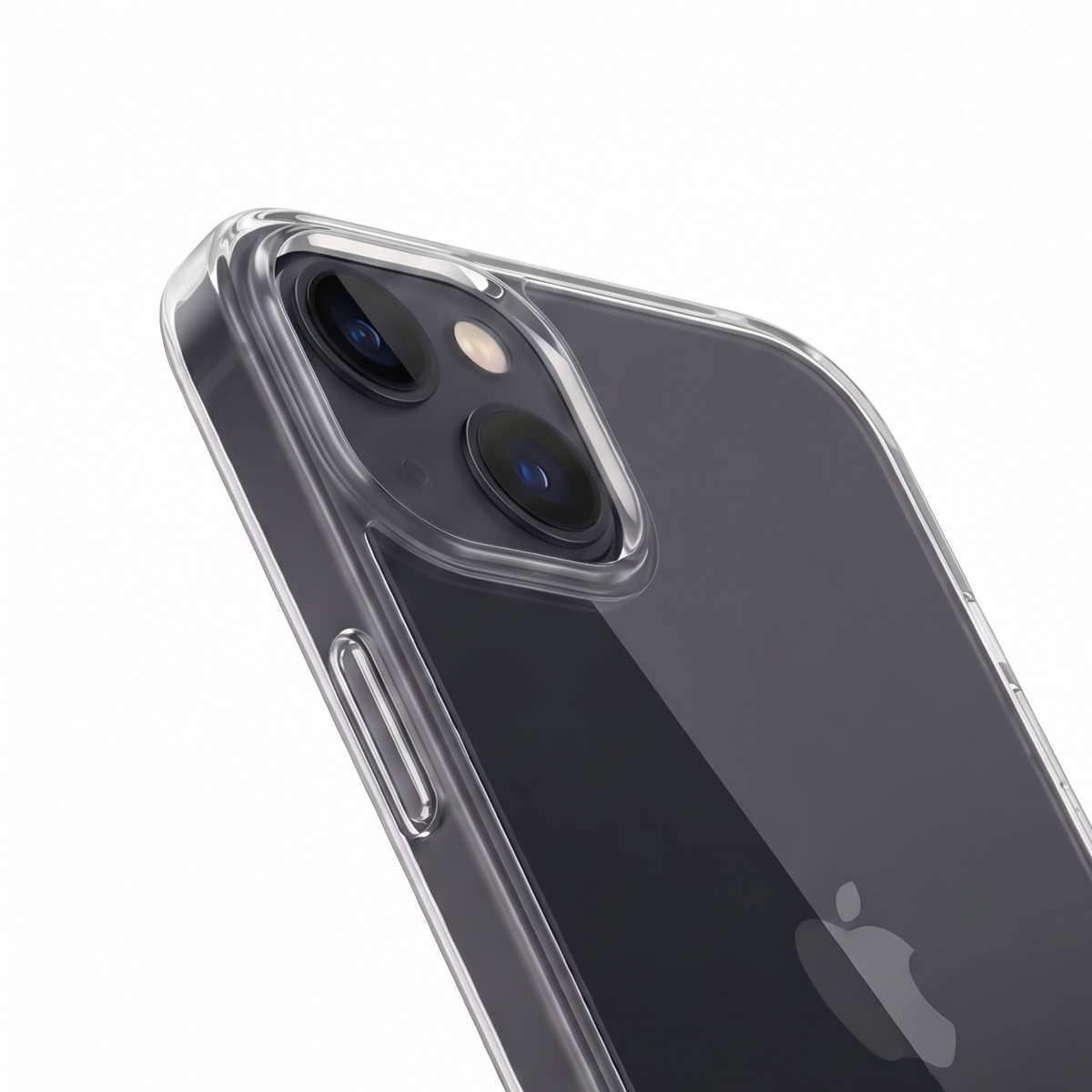 Una custodia trasparente avvolge il retro di un iPhone con due fotocamere.