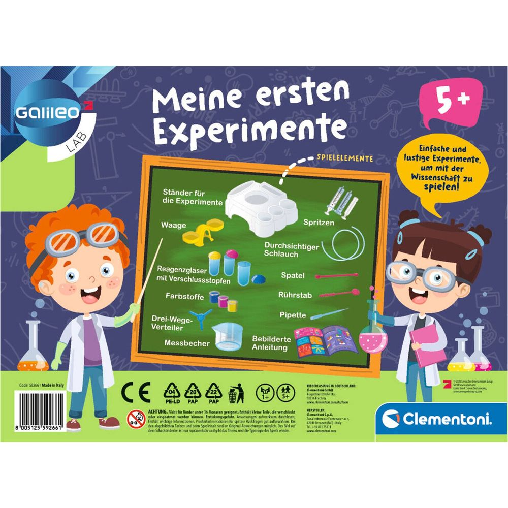 Ein Wissenschafts-Experimentierset für Kinder ab 5 Jahren mit Bechergläsern, Spritzen und mehr.