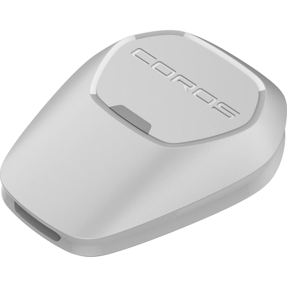 Un dispositivo COROS bianco ed elegante con bordi arrotondati e logo inciso.