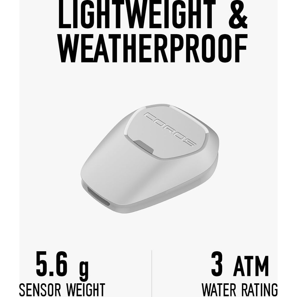Sensore leggero e impermeabile, pesa 5,6g, con resistenza all'acqua 3 ATM.