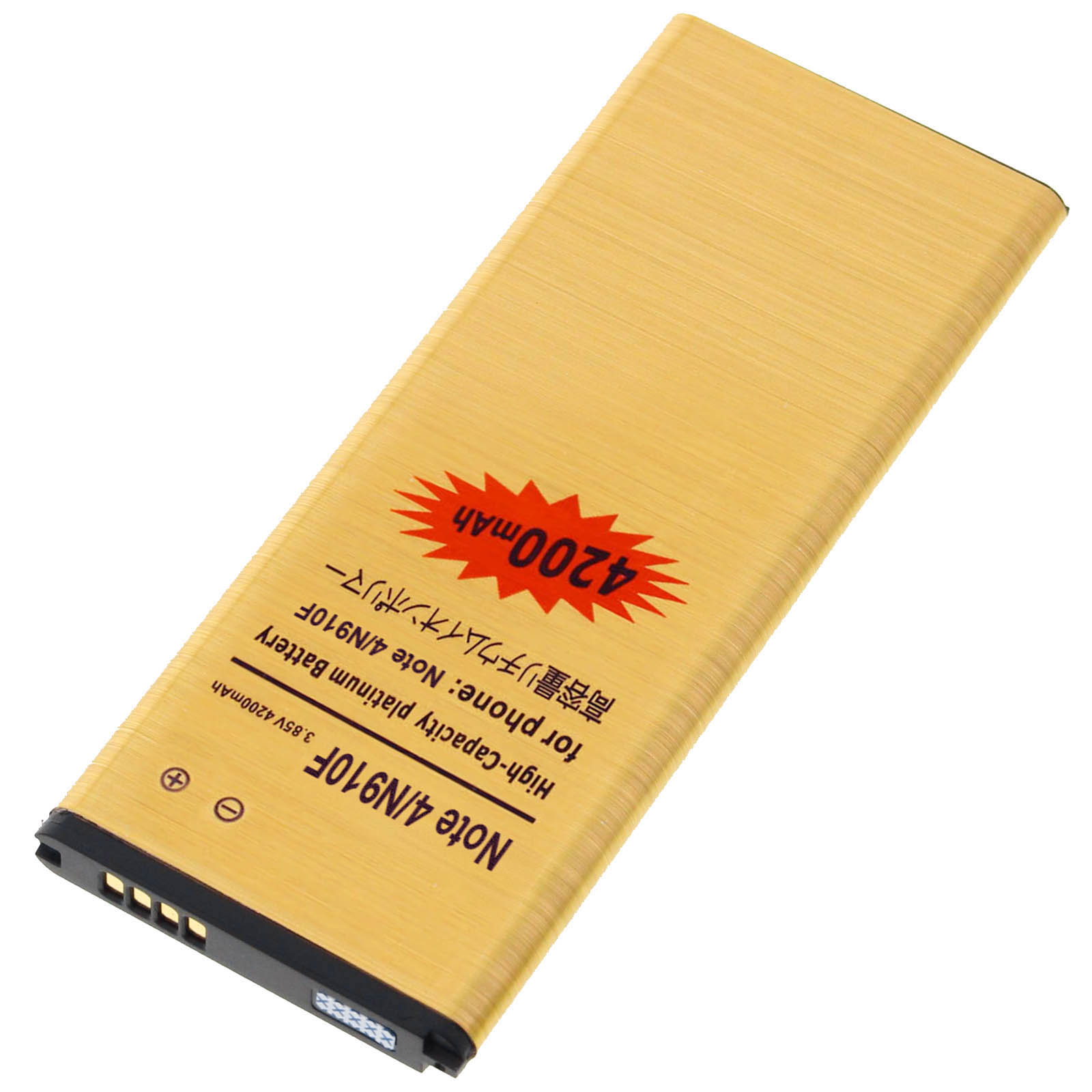 Batteria dorata per telefono Note 4/N910F, 4200mAh.