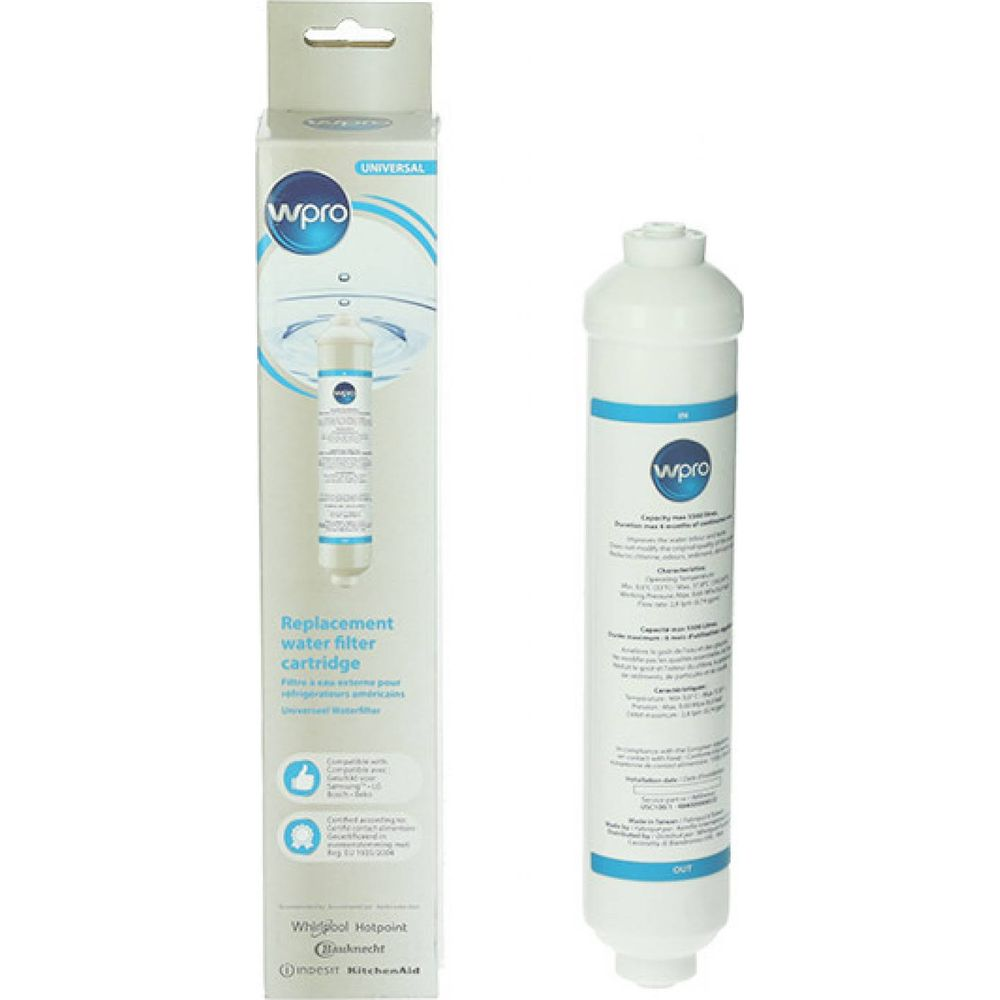 Ein Wpro-Wasserfilterkartuschen-Ersatzprodukt in Verpackung und einzeln.