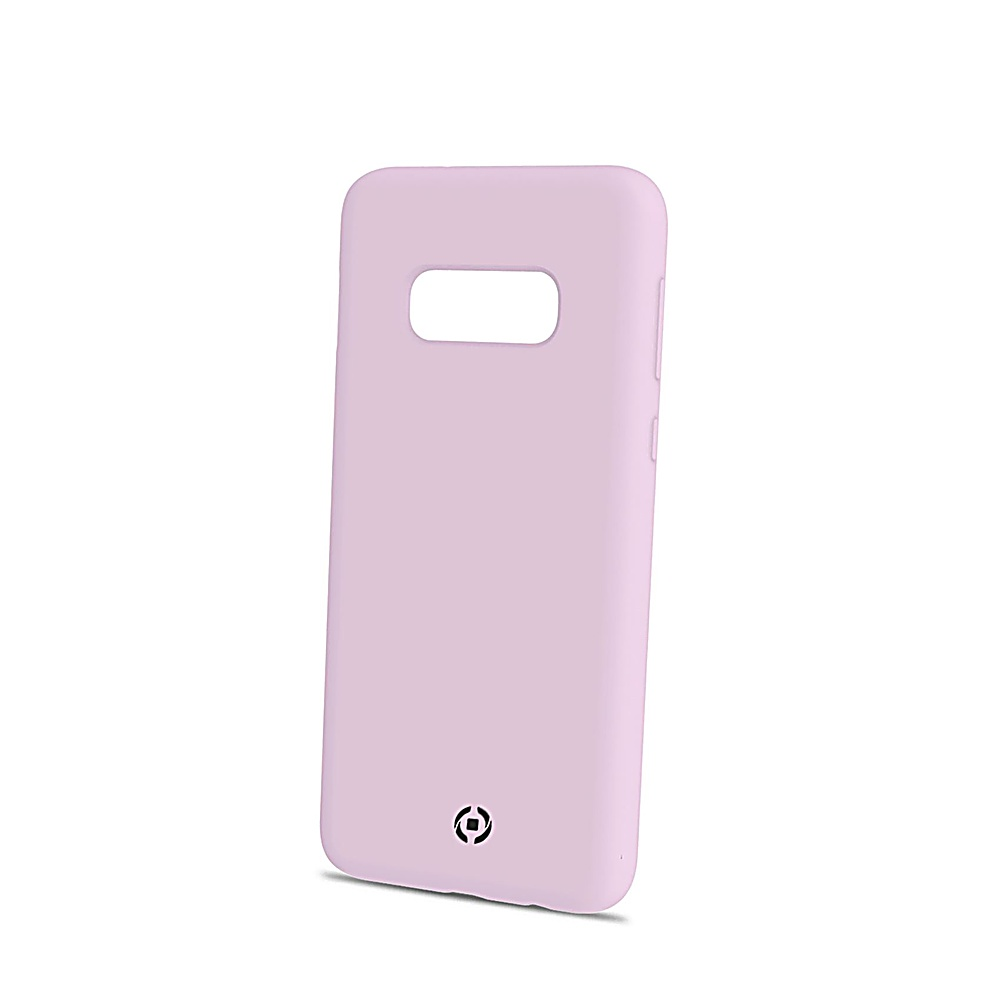 Custodia viola lavanda per telefono con ritagli per fotocamera e flash.