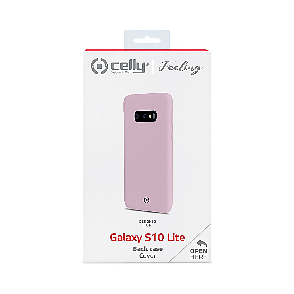 Confezione per cover posteriore rosa Celly per Galaxy S10 Lite.