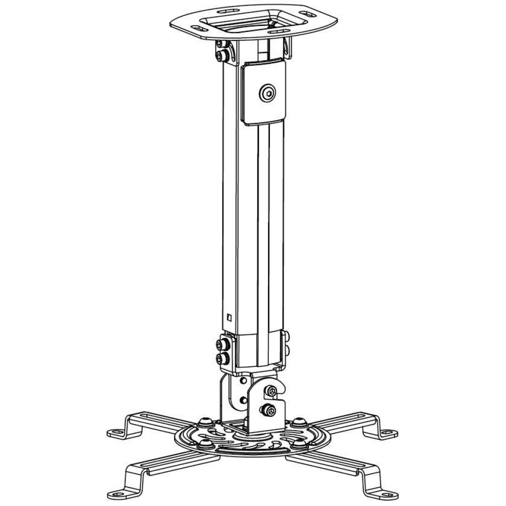 Deckenhalterung für Projektor mit verstellbarer Stange und runder Basis.