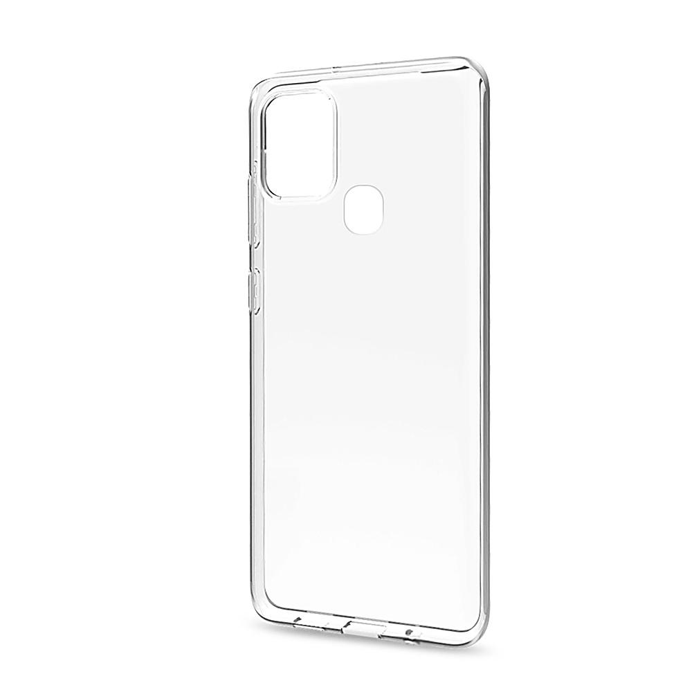 Transparente Handyhülle mit Aussparungen für Kamera und Tasten.