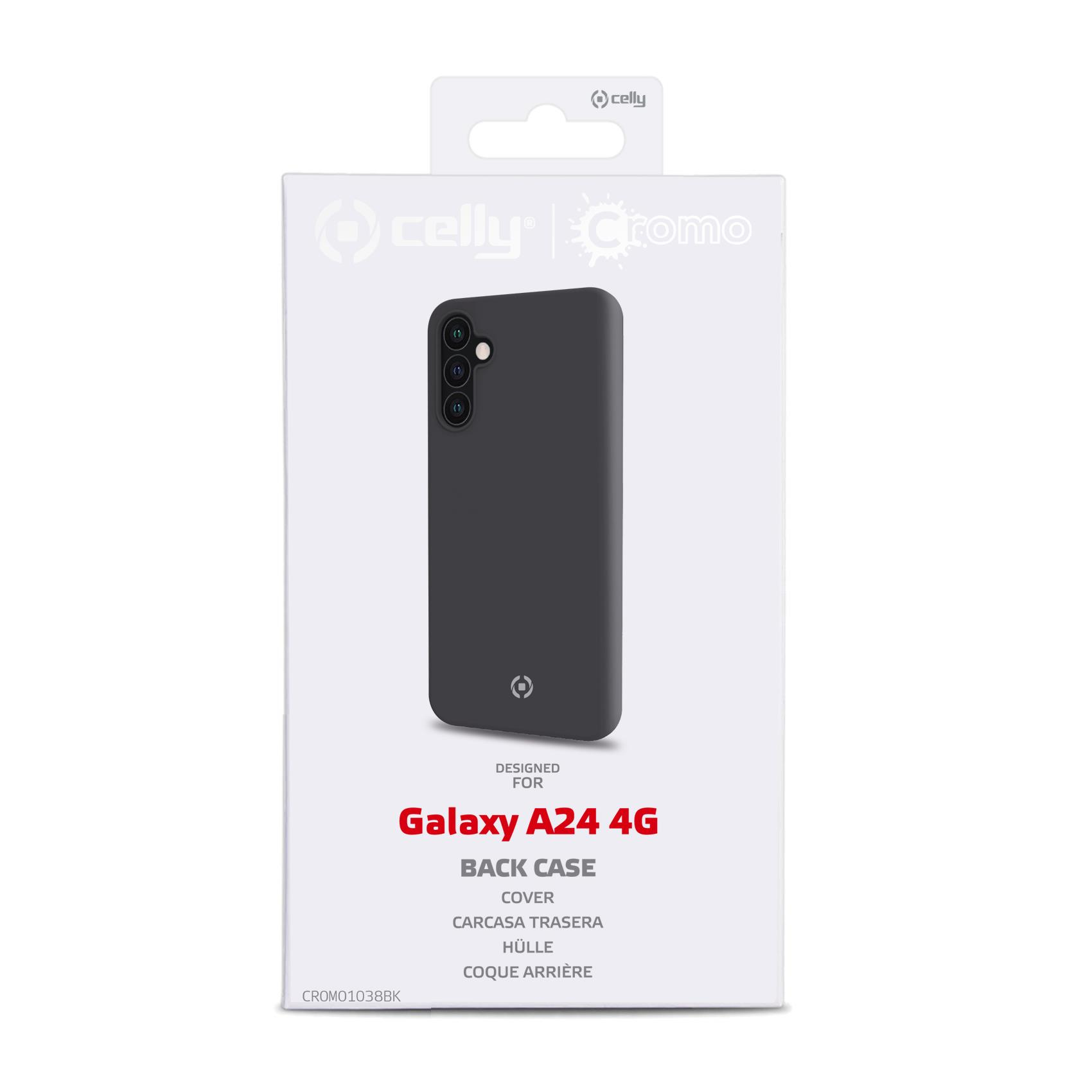 Confezione per una cover nera per telefono Galaxy A24 4G.