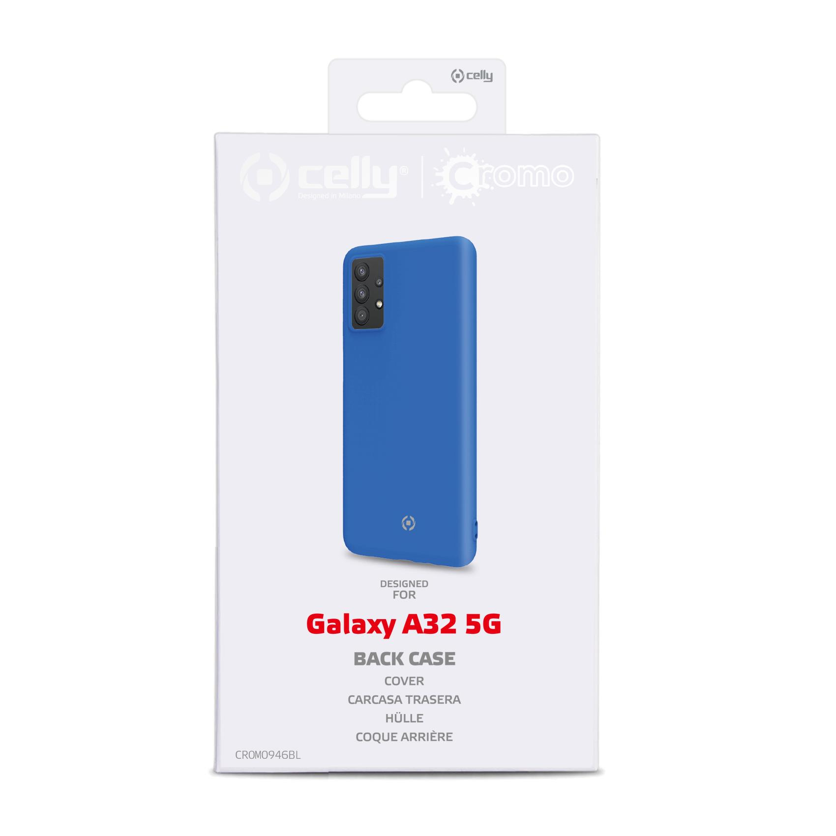 Blaue Handyhülle für Samsung Galaxy A32 5G auf Verpackung