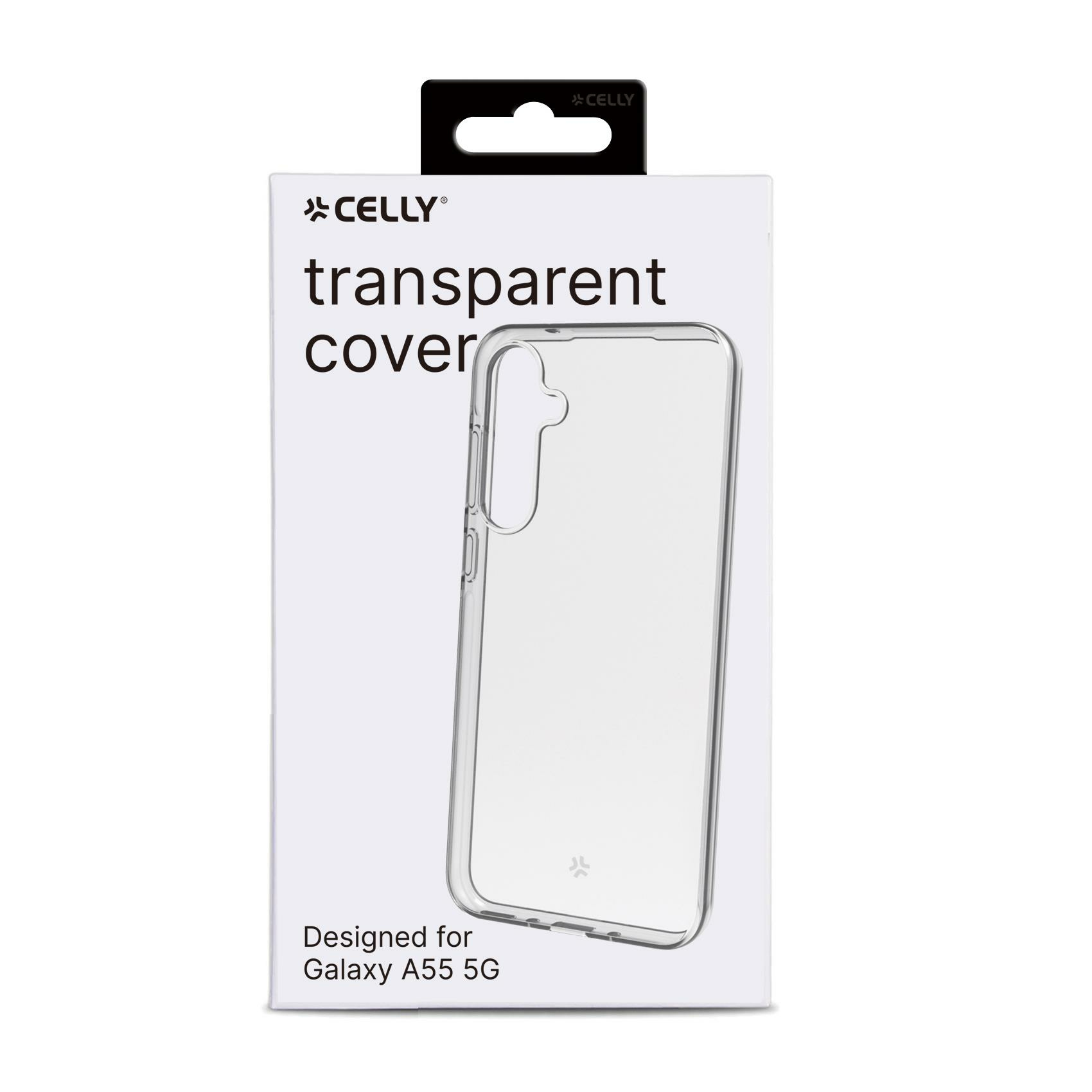 Confezione per cover trasparente per telefono, progettata per Galaxy A55 5G.
