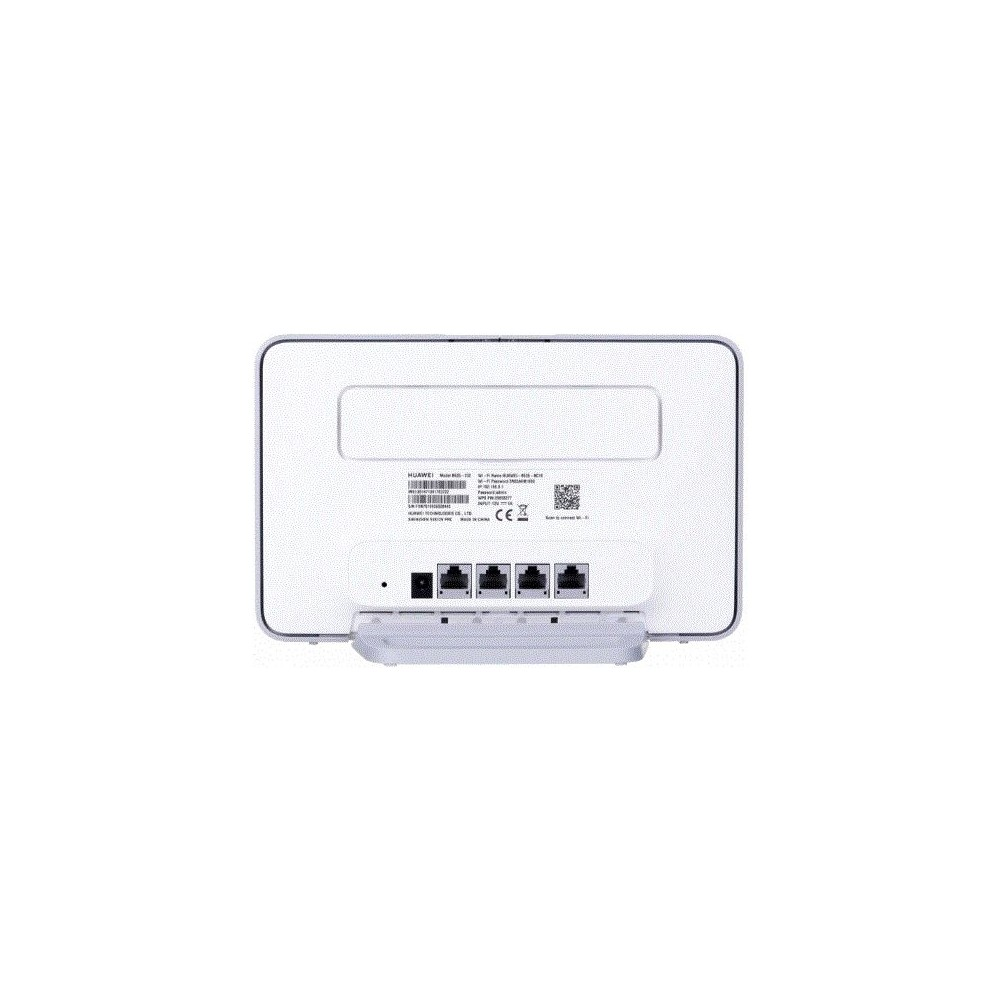 Weiße Huawei Router-Rückseite mit vier LAN-Ports und Beschriftung.