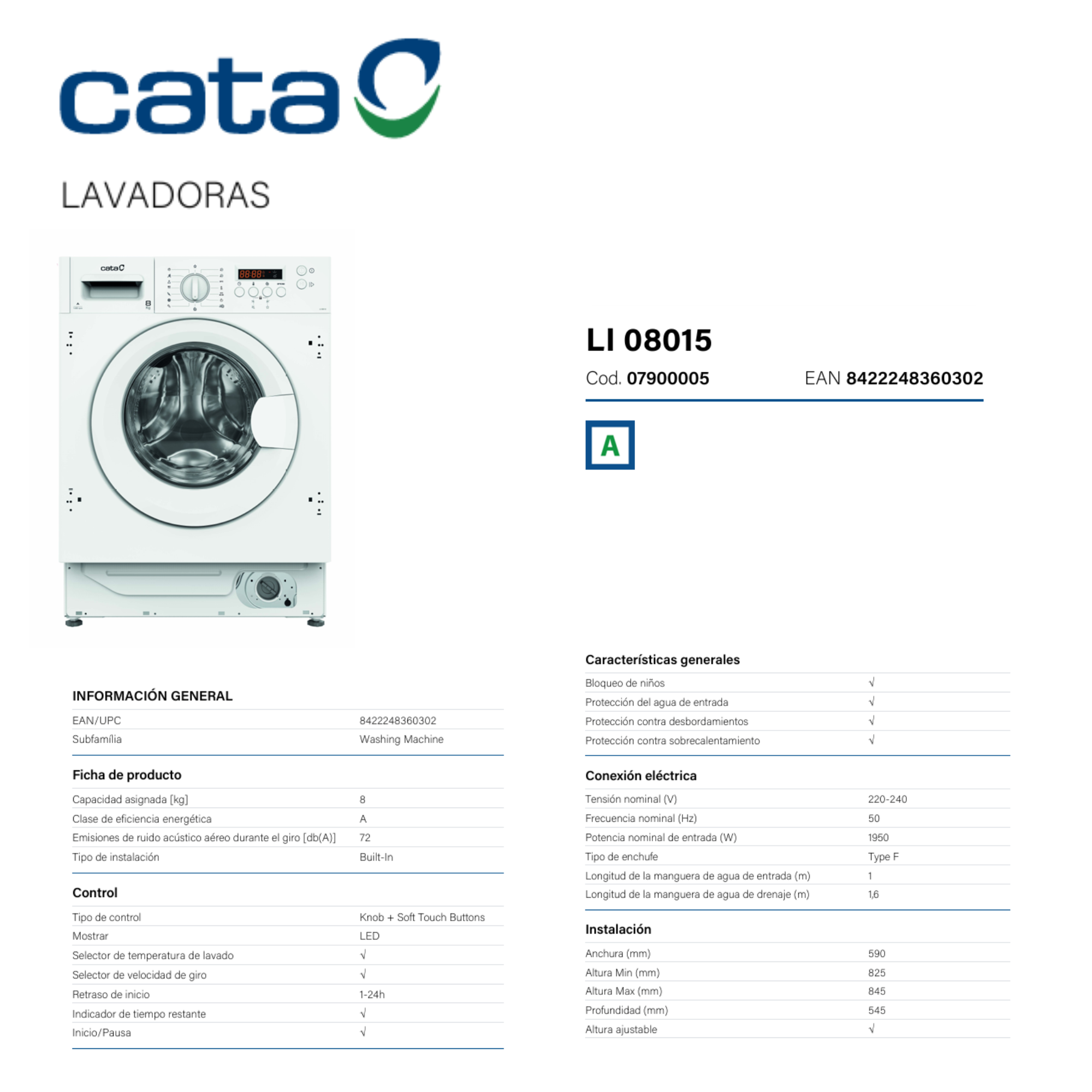 Lavadora blanca de carga frontal con panel de control, pantalla y botones.