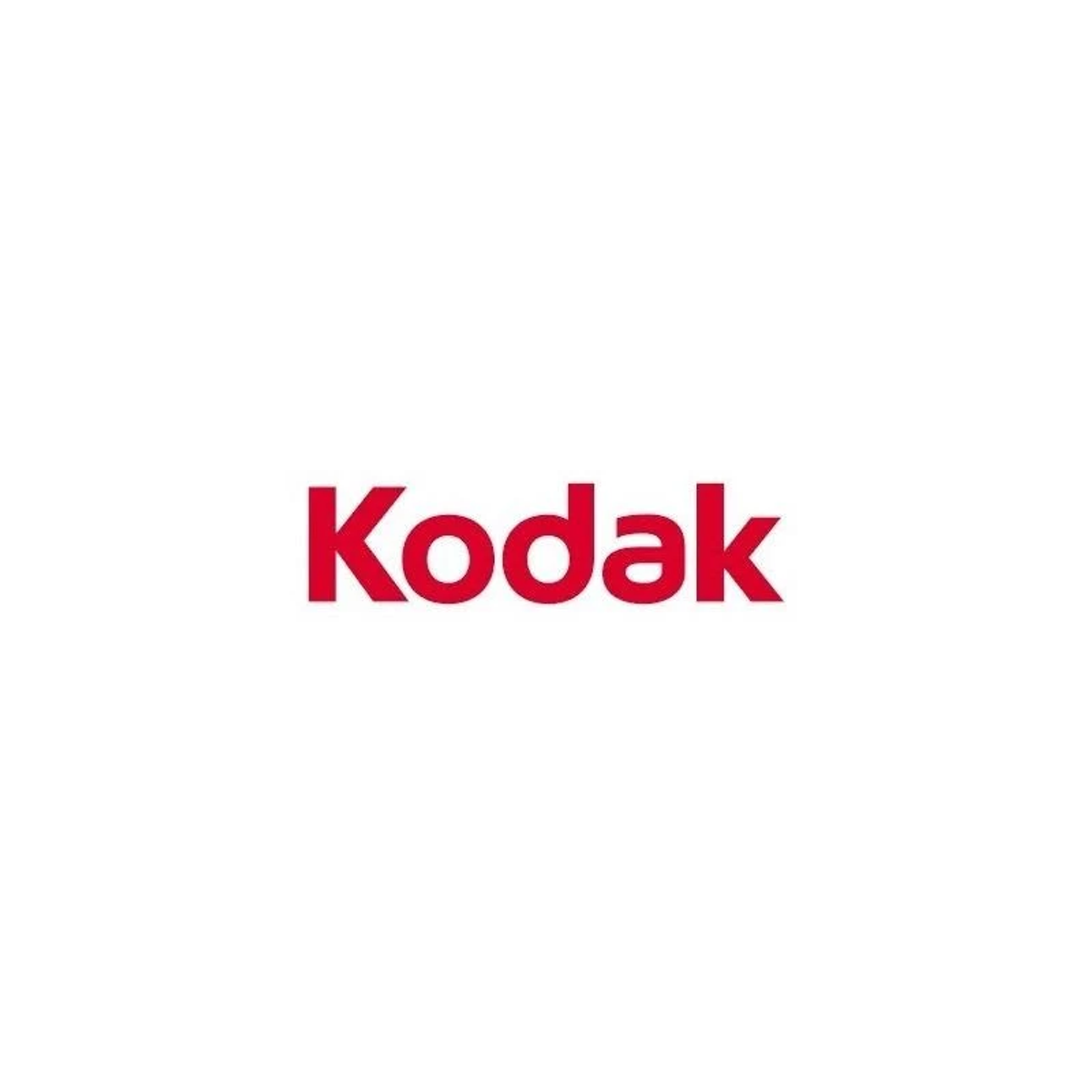 El logo rojo de Kodak sobre fondo blanco.
