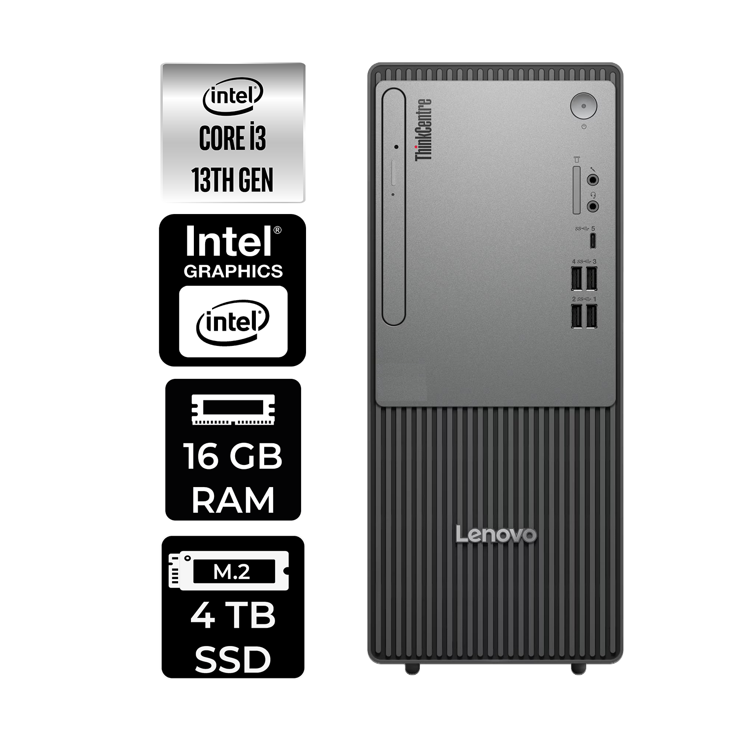 LENOVO ThinkCentre Neo 50T PER4 Bellek 12UB0009TRP304 Intel Core i3-13100 16 GB RAM 4 TB SSD FreeDOS Masaüstü Bilgisayar