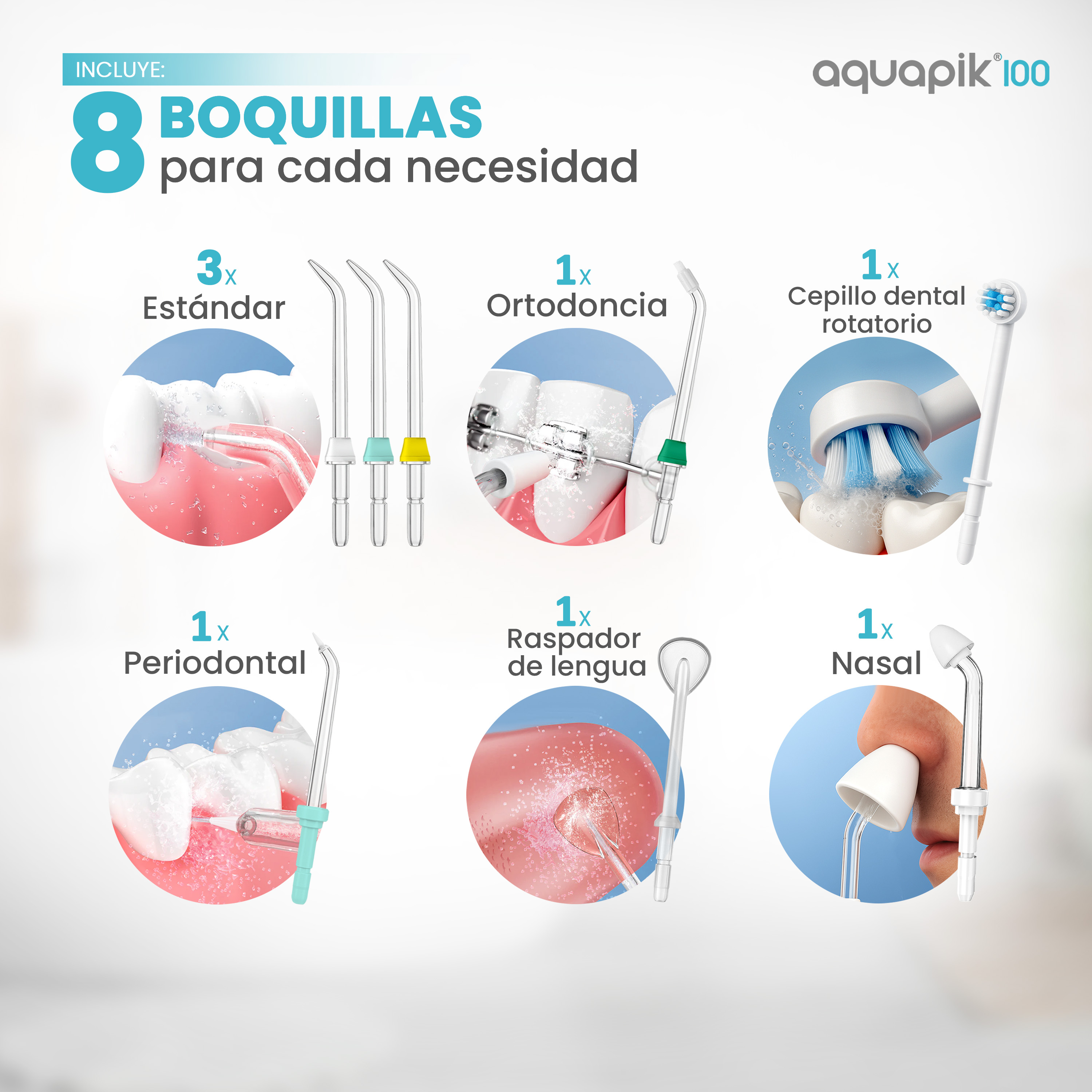 Aquapik 100: 8 ugelli per ogni esigenza.