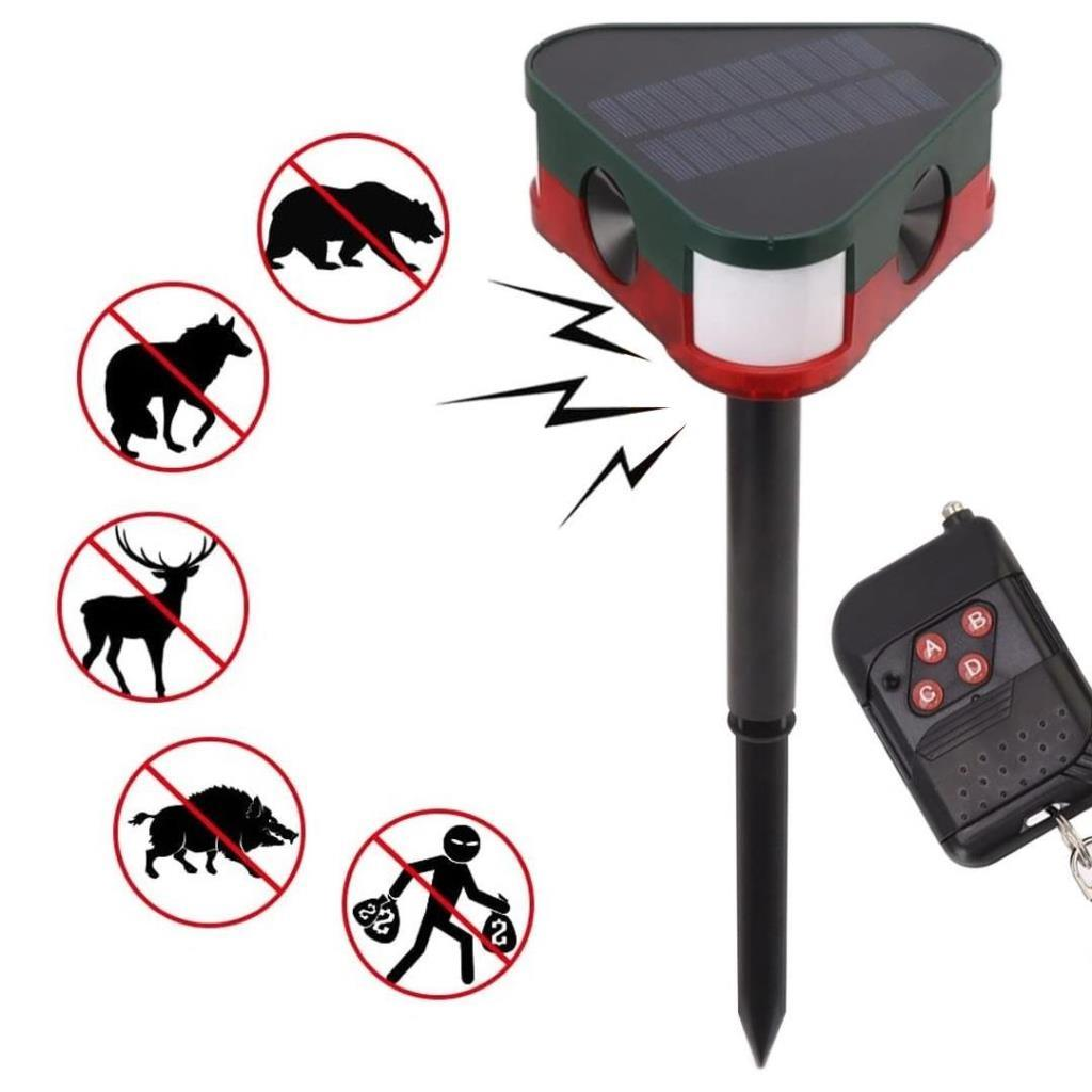POWERMASTER PM-26949 Ultrasonic Sesli Siren Solar Panelli Alarm Cihazı Hayvan Kovucu Kırmızı