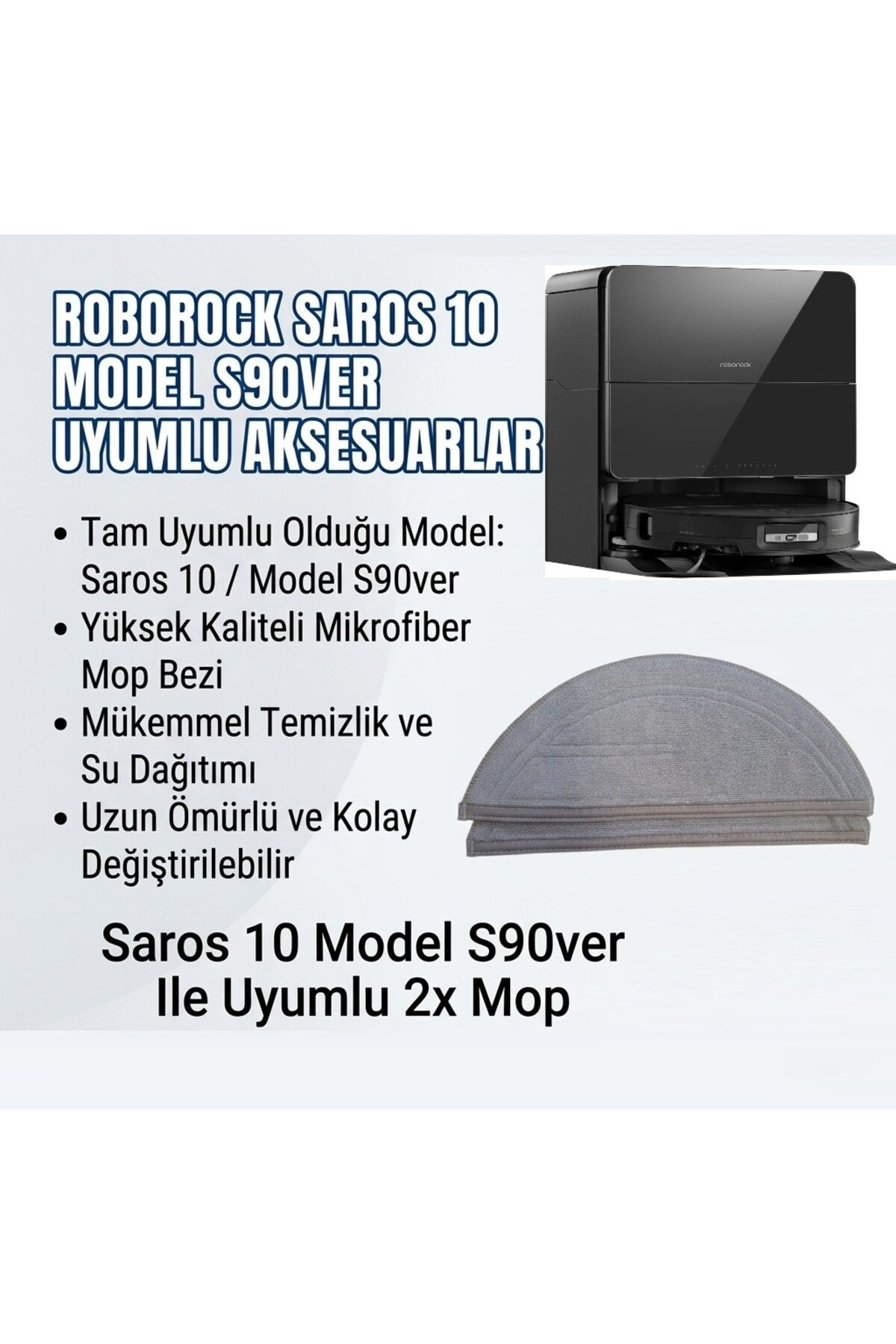 Roborock S90ver süpürge ve mikrofiber mop pedleri.