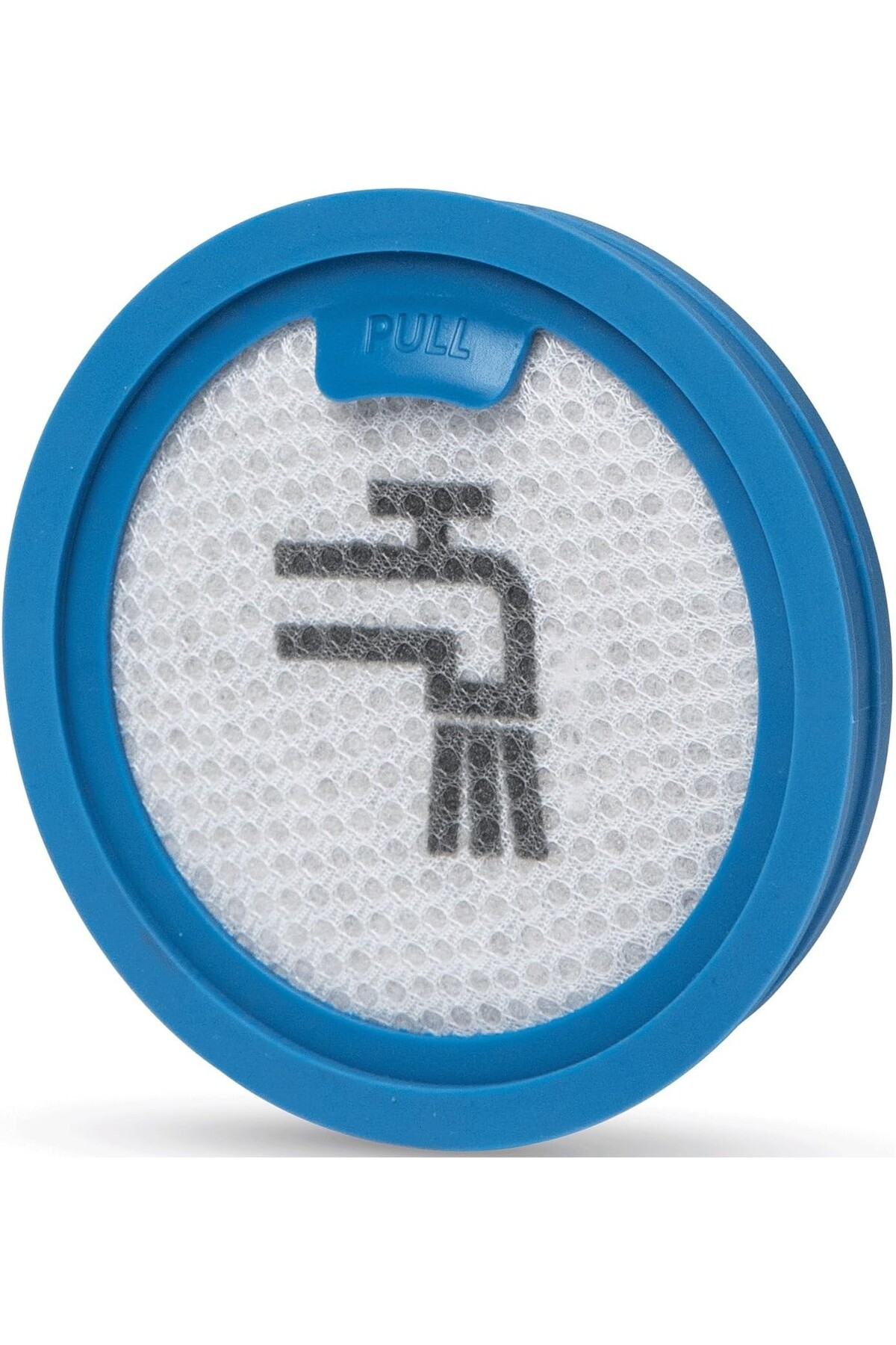 Musluk simgesi ve PULL yazısı olan mavi yuvarlak filtre.