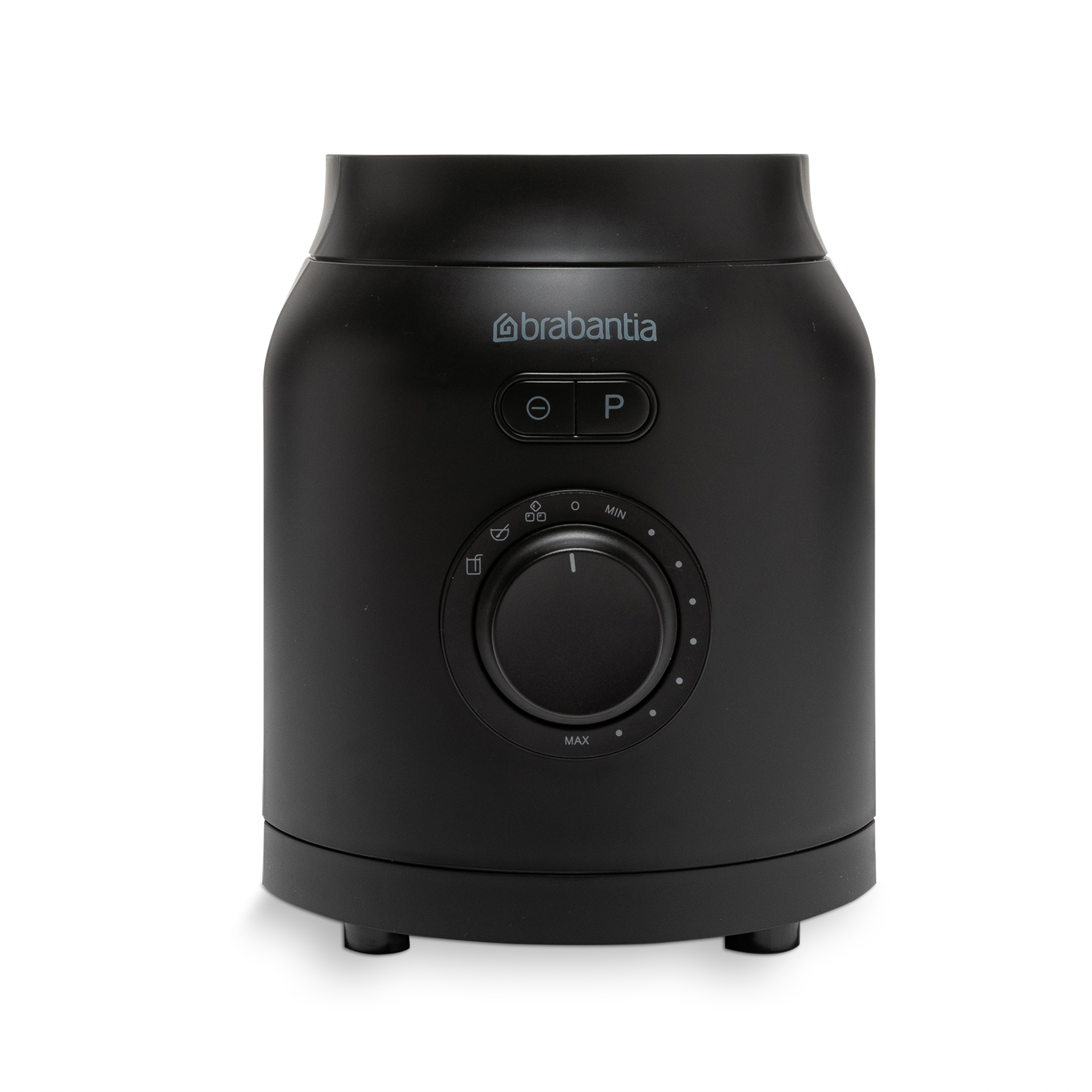A black Brabantia kettle with a dial and buttons.