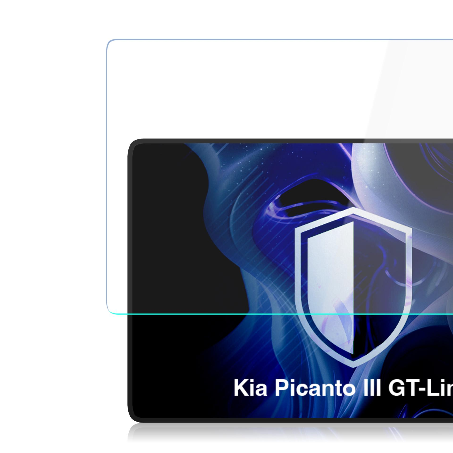 Folia ochronna na ekran do Kia Picanto III GT-Line z ikoną tarczy.