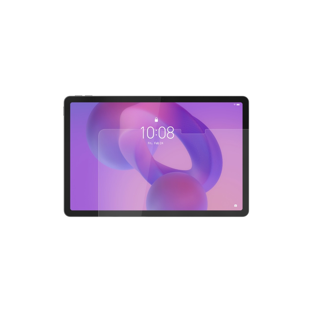 Tablet üzerinde mor duvar kağıdı ile 10:08 gösteriliyor.