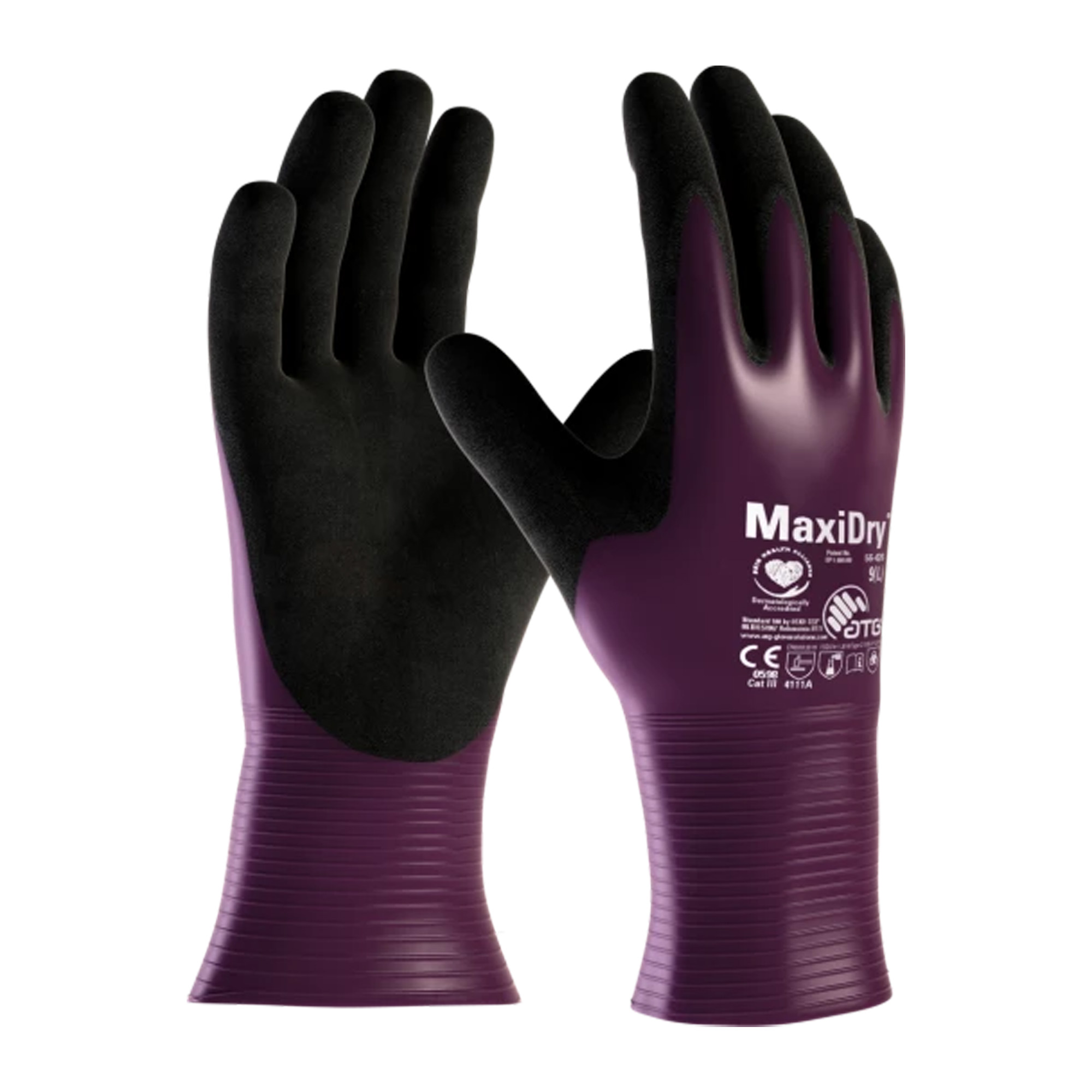 ATG MaxiDry® 56-426 Tam Kaplama Süper İnce Yağ ve Sıvı Geçirmez No:10 İş Eldiveni Siyah