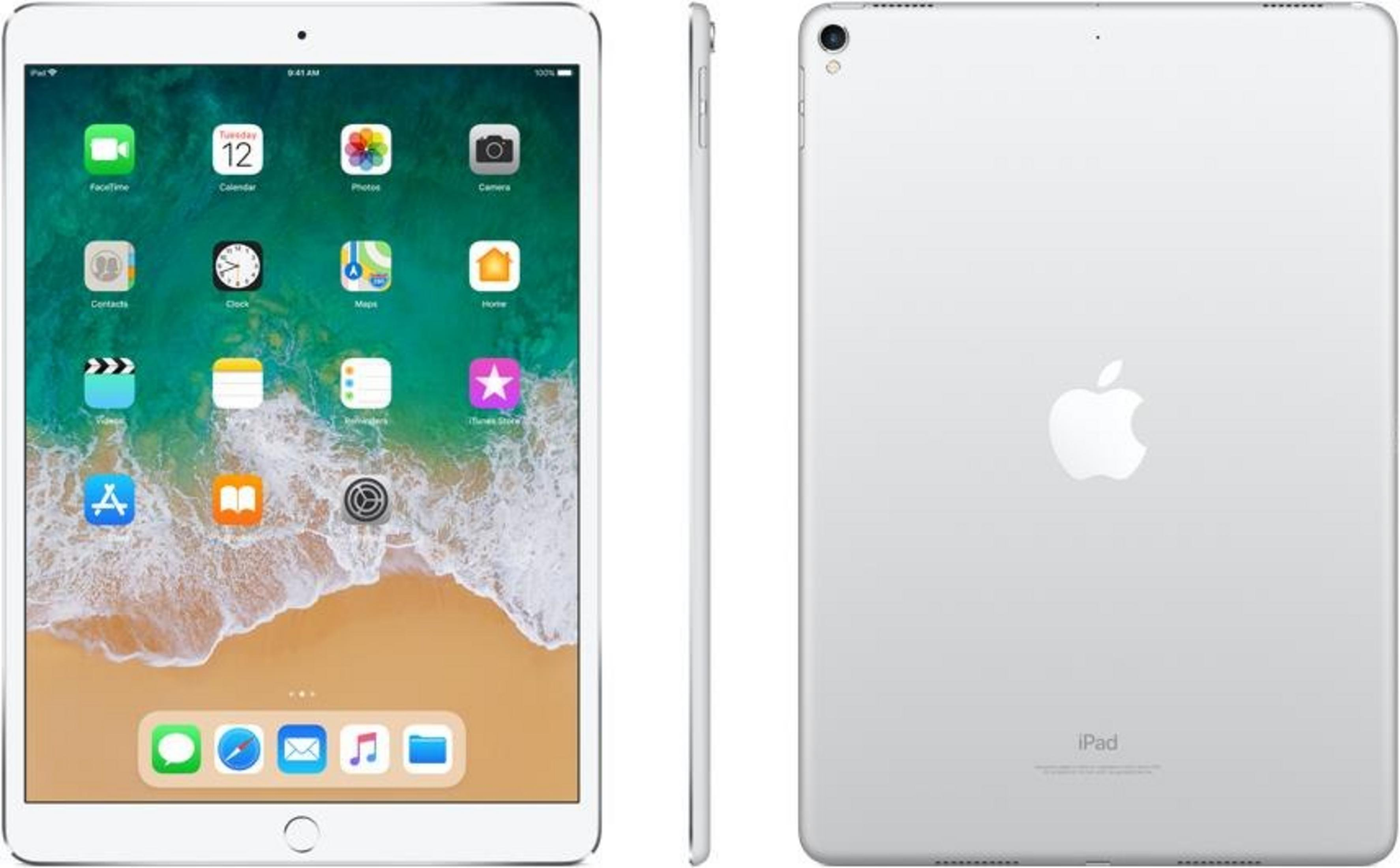 iPad argenté montrant les applications avant et arrière.