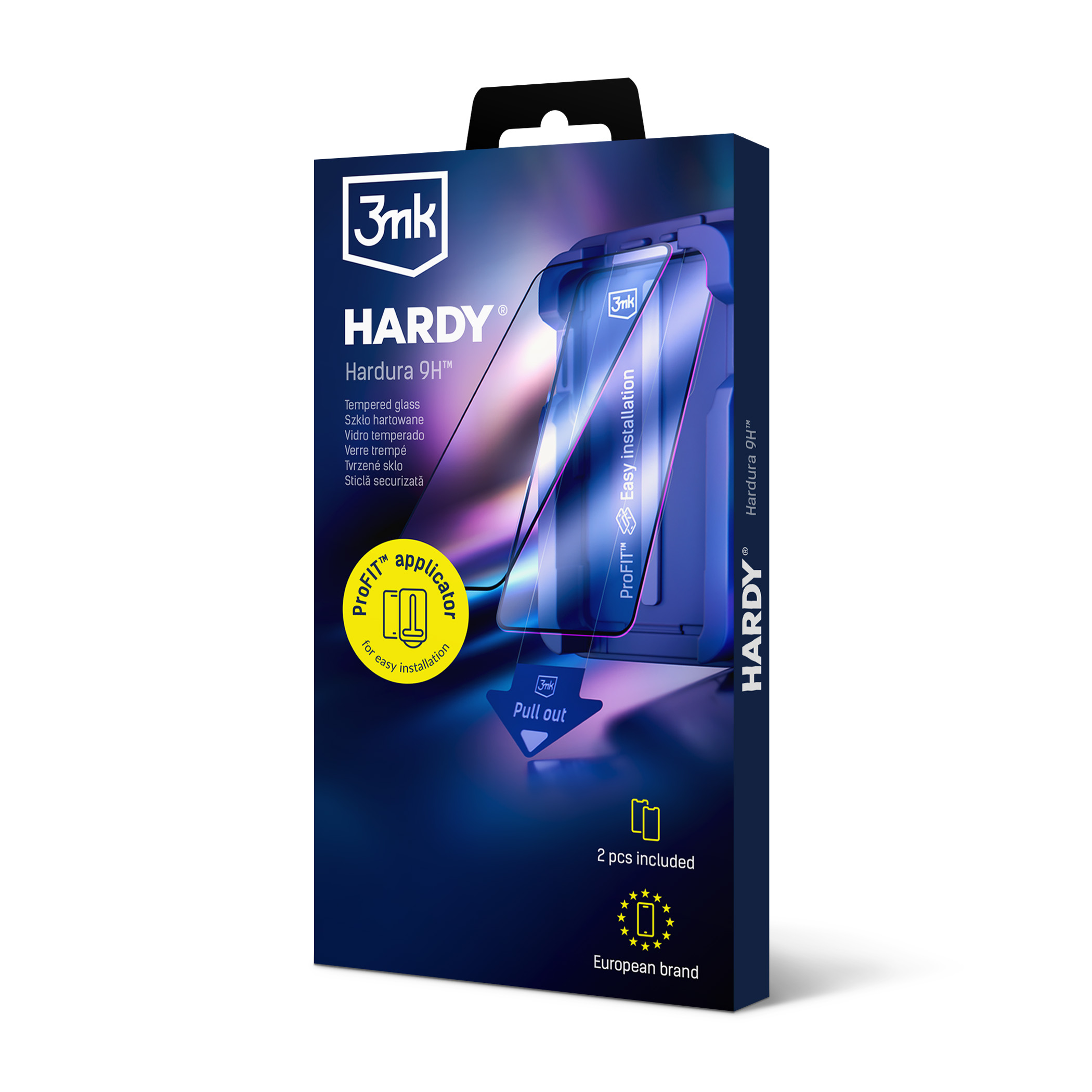 Opakowanie na folie ochronne 3mk Hardy Hardura 9H z aplikatorem.