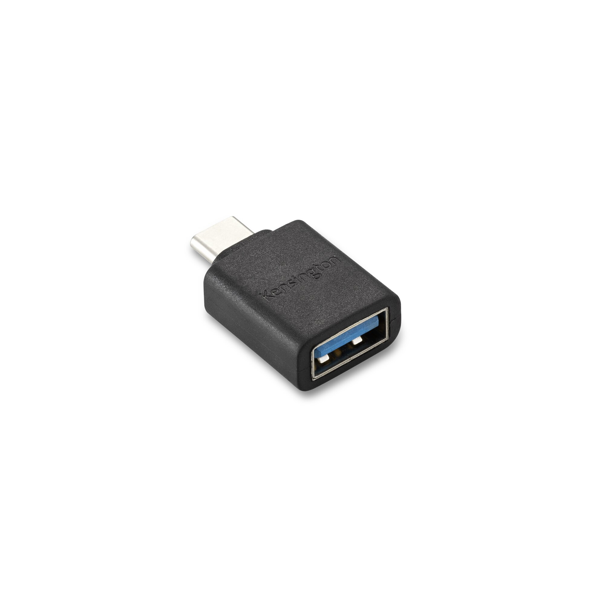 Adaptateur USB-C vers USB noir avec logo Kensington.