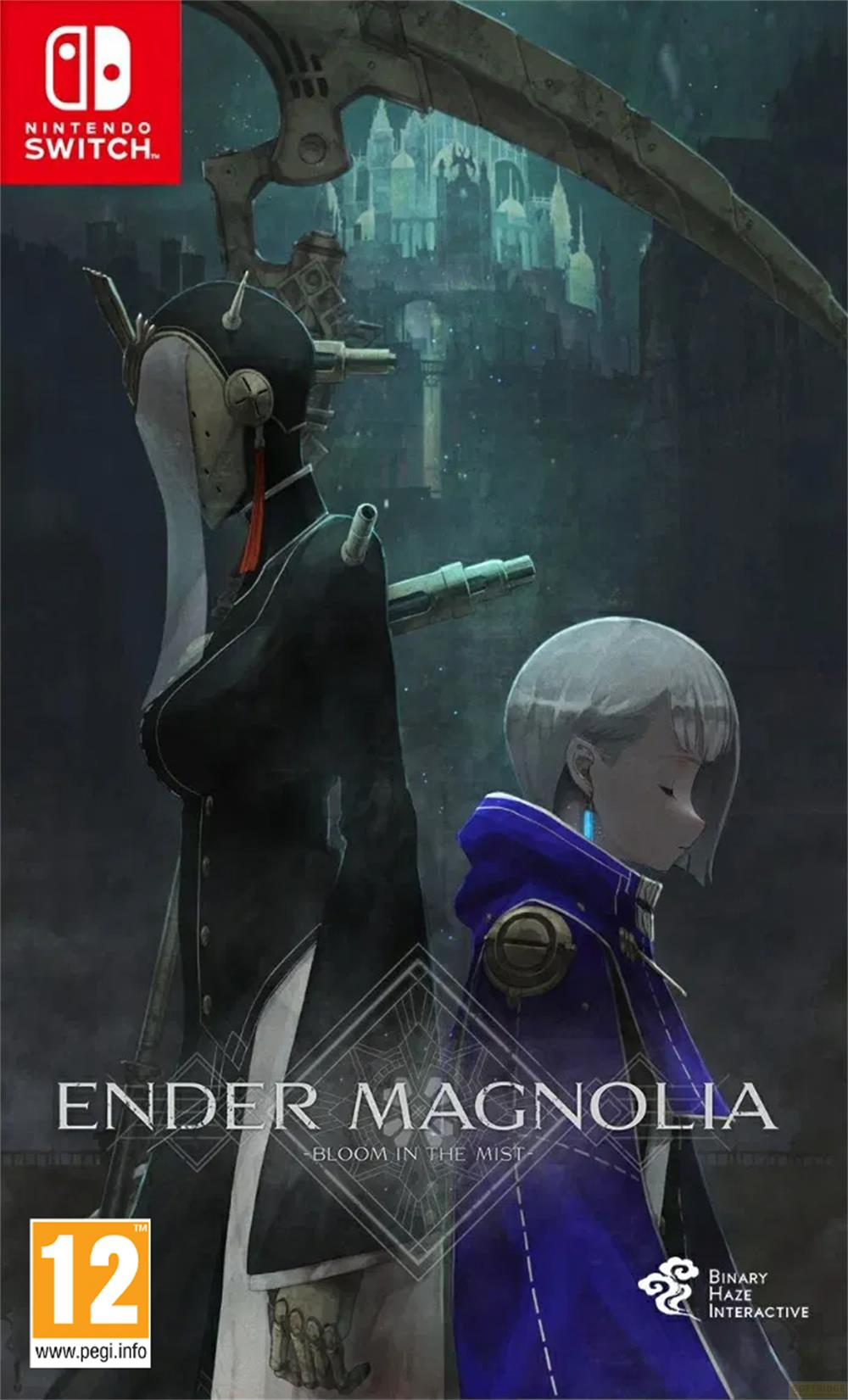 Copertina gioco Nintendo Switch con due personaggi sullo sfondo di una città.