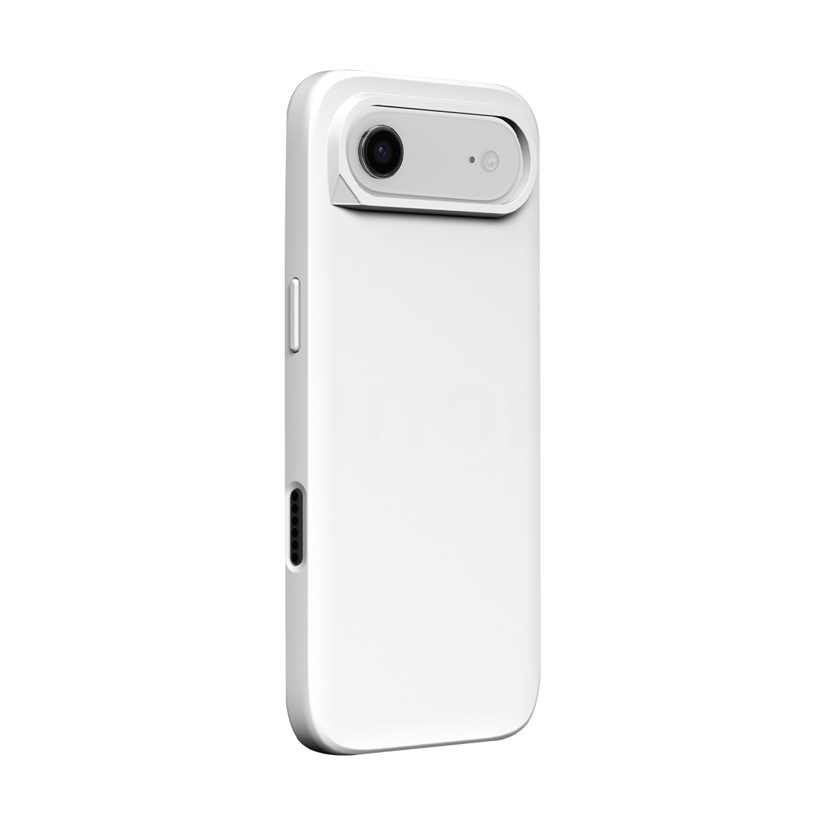 Wit telefoonhoesje met cameralens en flitser.