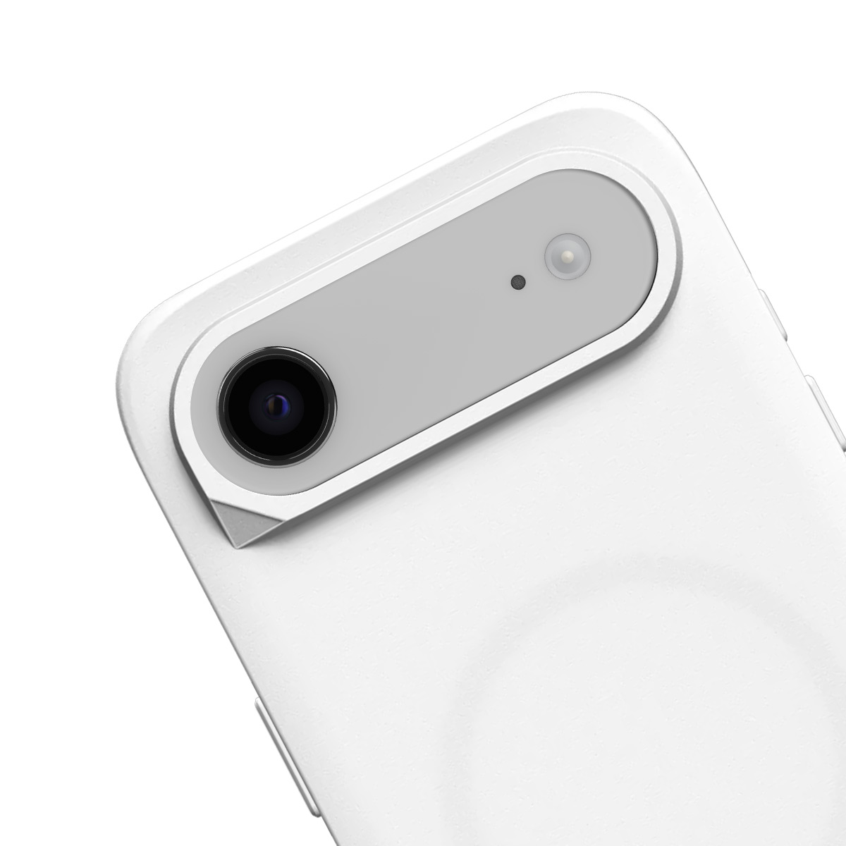 Close-up van de witte achterkant van een smartphone met twee cameralenzen.