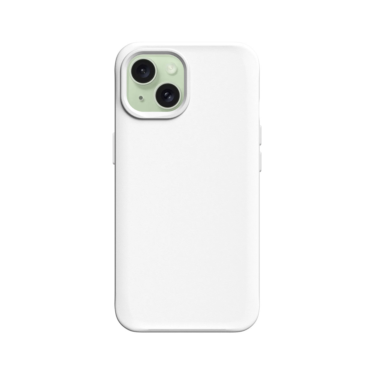Wit telefoonhoesje met twee cameralenzen en flitser.