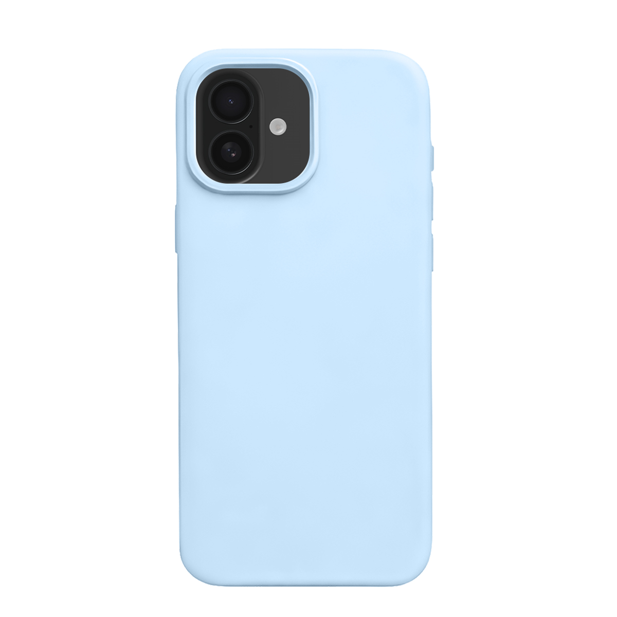 Une coque de téléphone bleu clair avec une découpe caméra en haut à gauche.